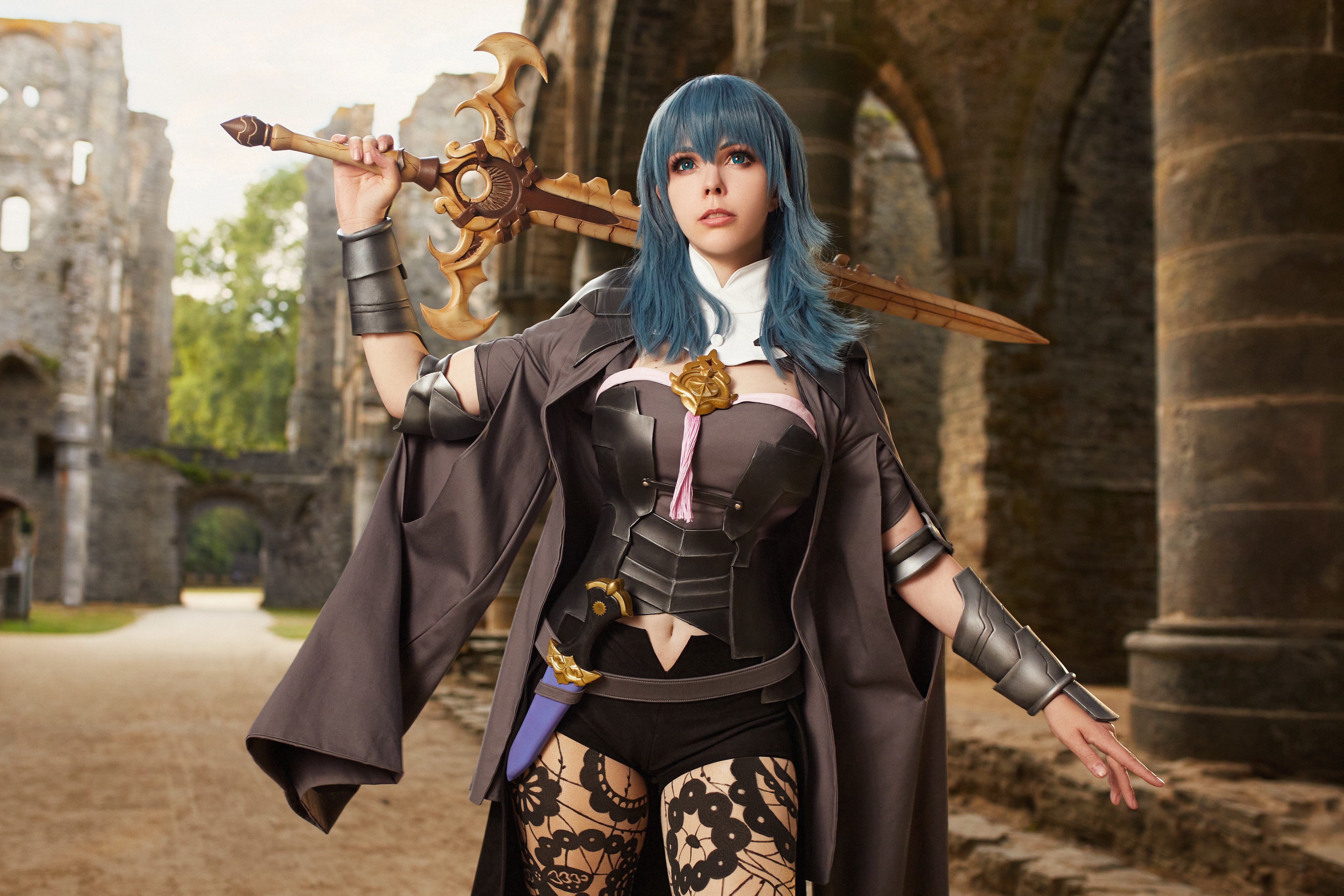 Byleth from Fire Emblem Cosplay with Sword HD Wallpaper