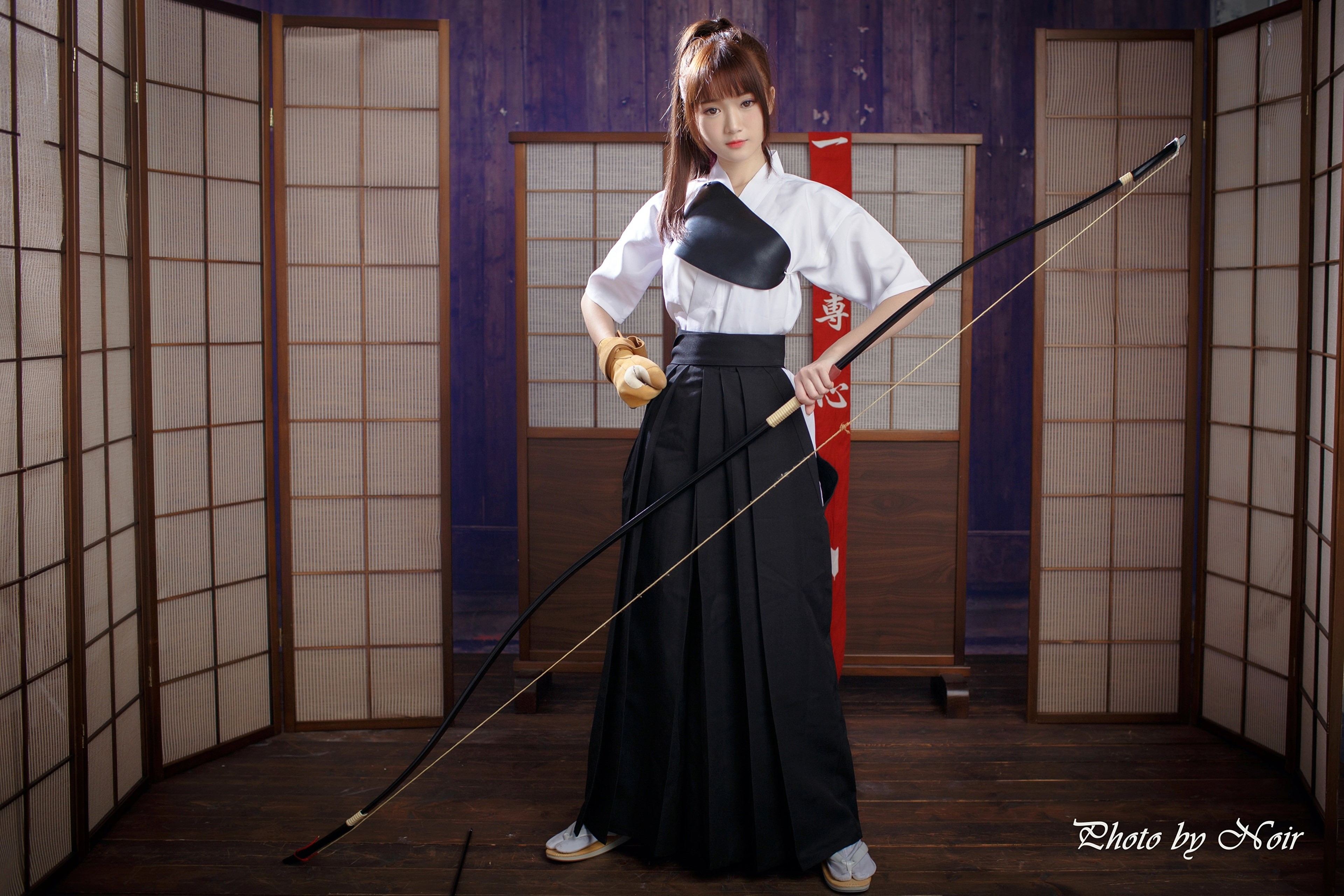 Asian Archer with Bow HD Wallpaper