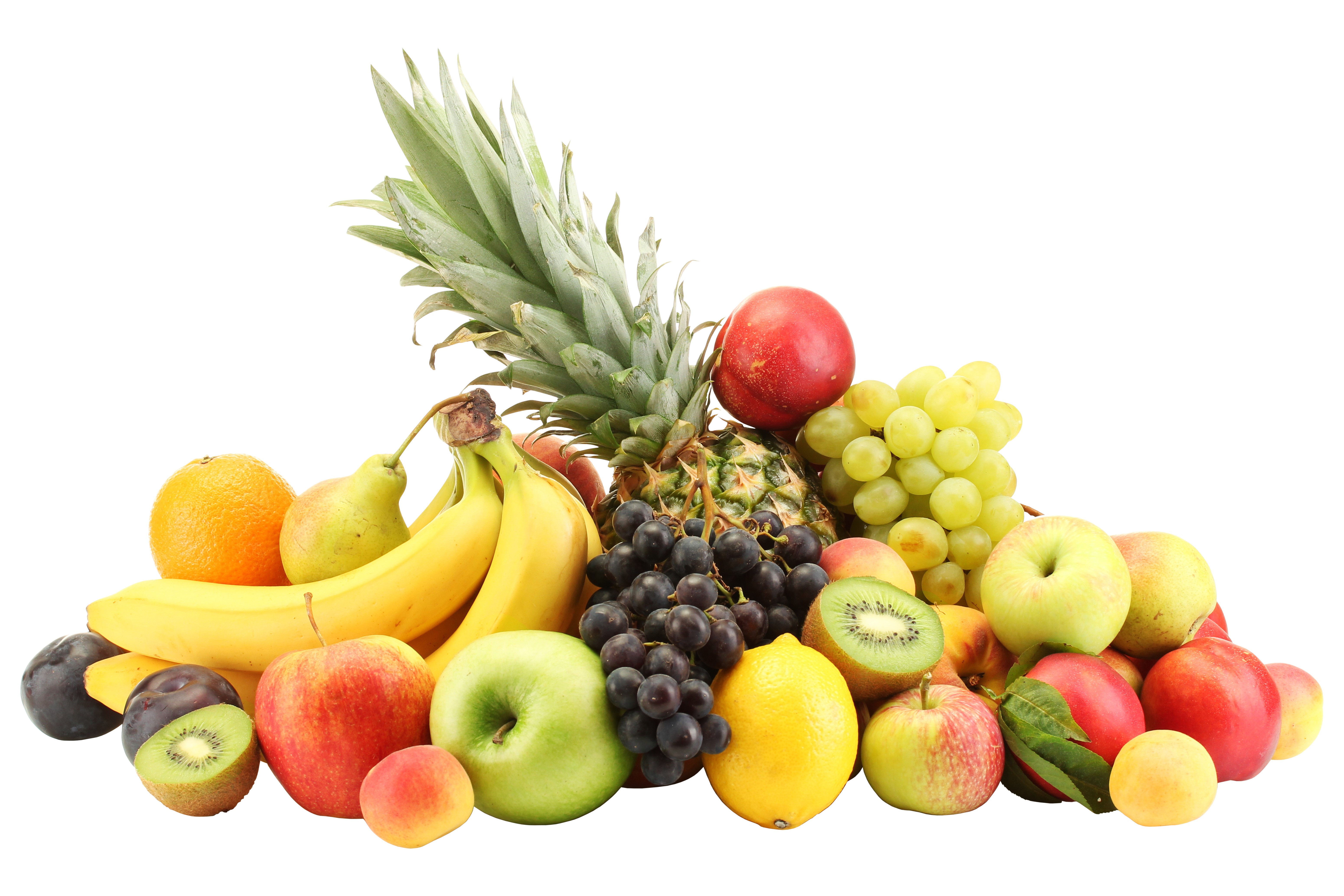 Assortment of Fruits on White Background HD Wallpaper