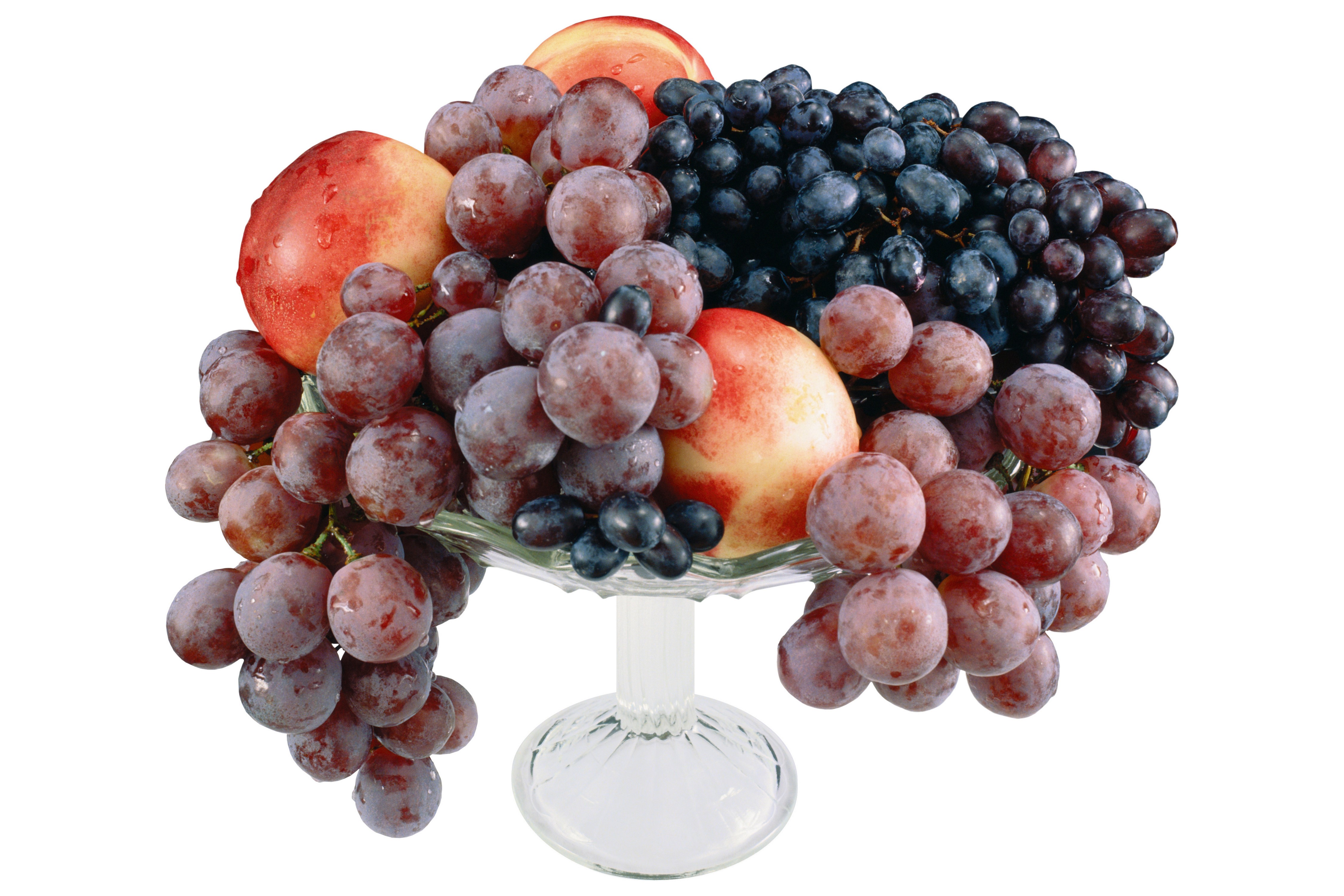 Grapes and Peaches in a Vase HD Wallpaper