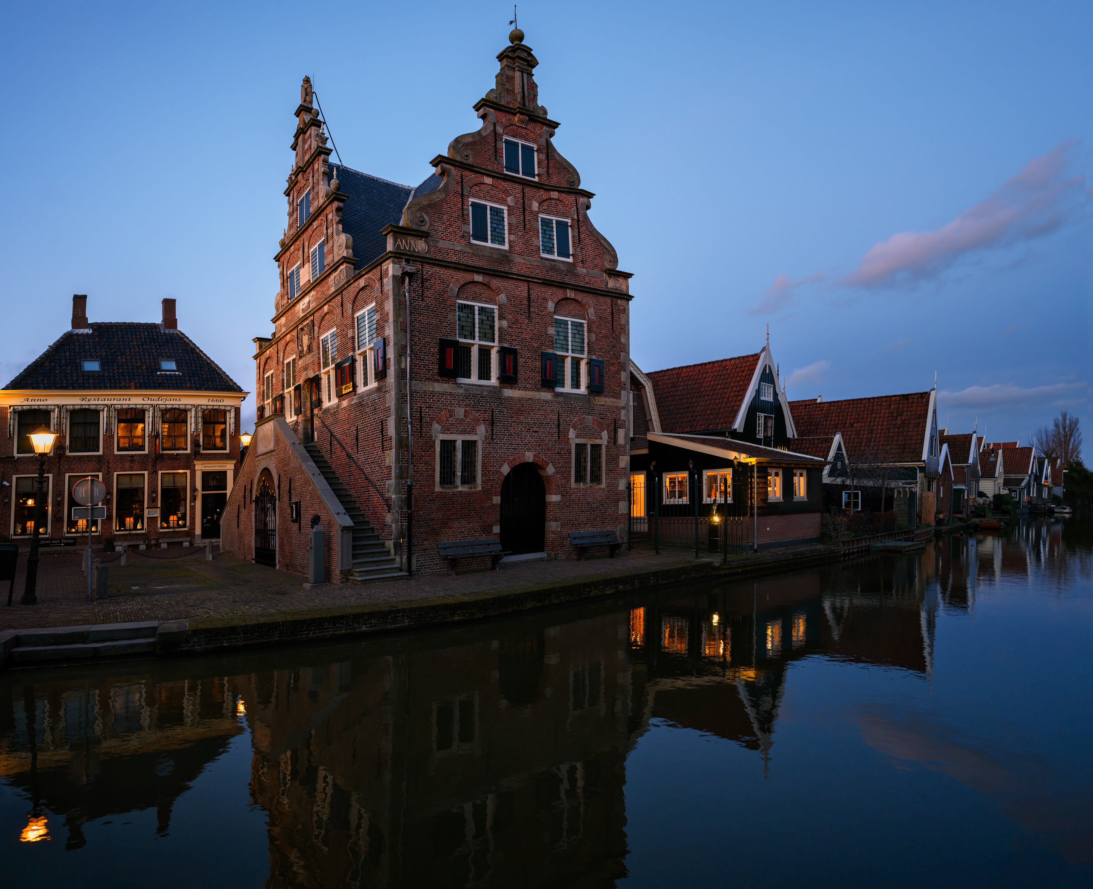 De Rijp Netherlands Houses River Evening HD Wallpaper