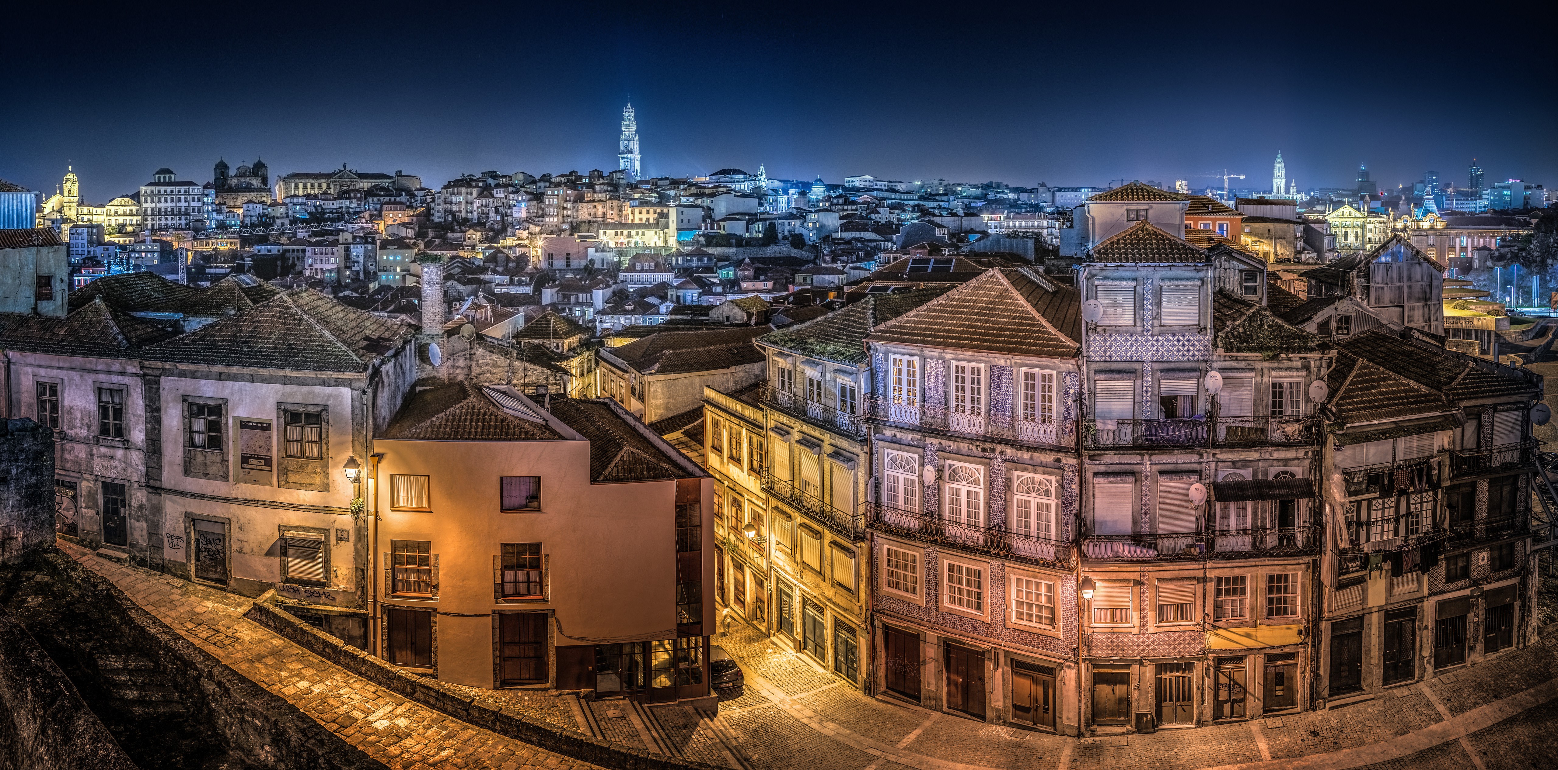 Porto, Portugal Panorama at Night HD Wallpaper