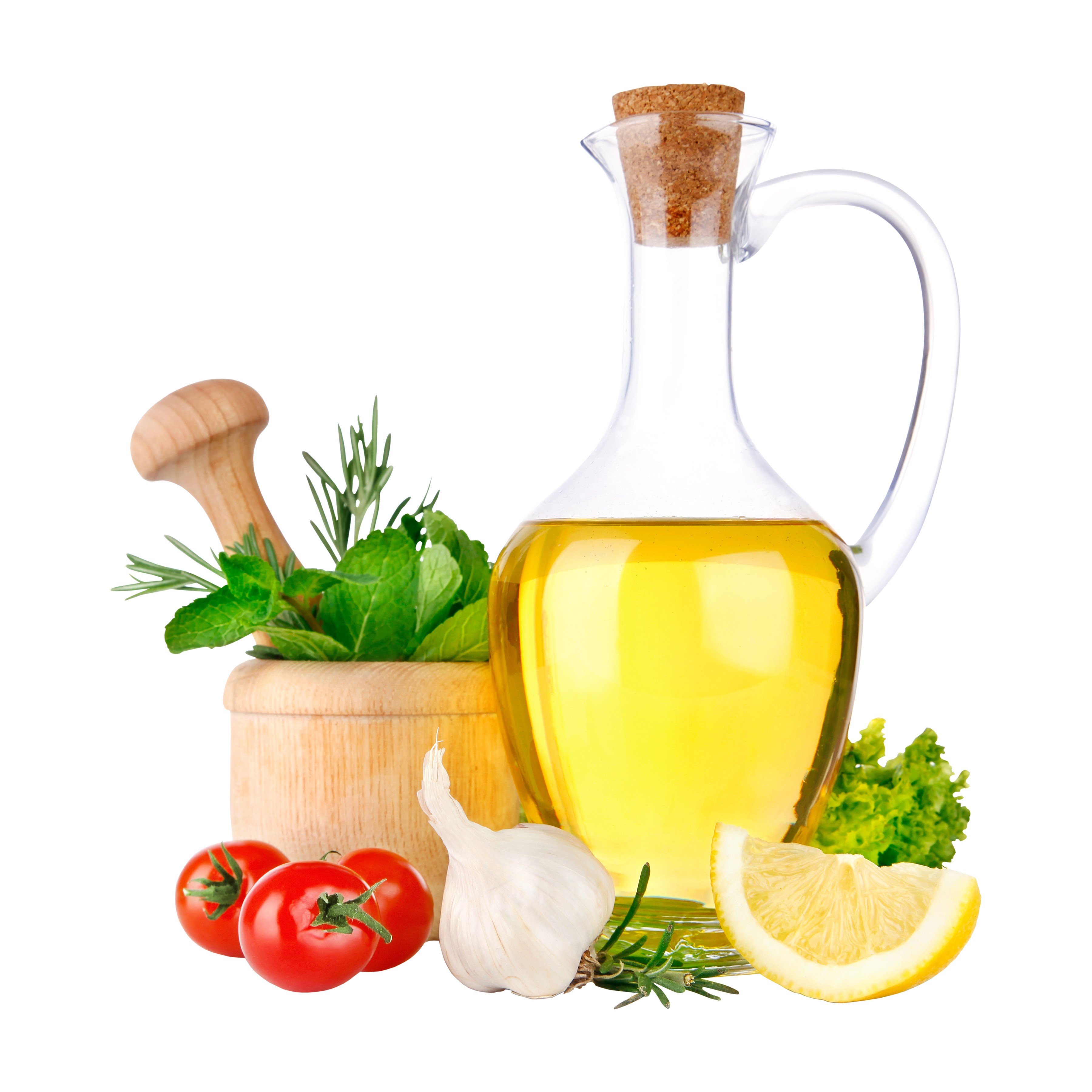 Olive oil with herbs, tomatoes, garlic, and lemon HD Wallpaper