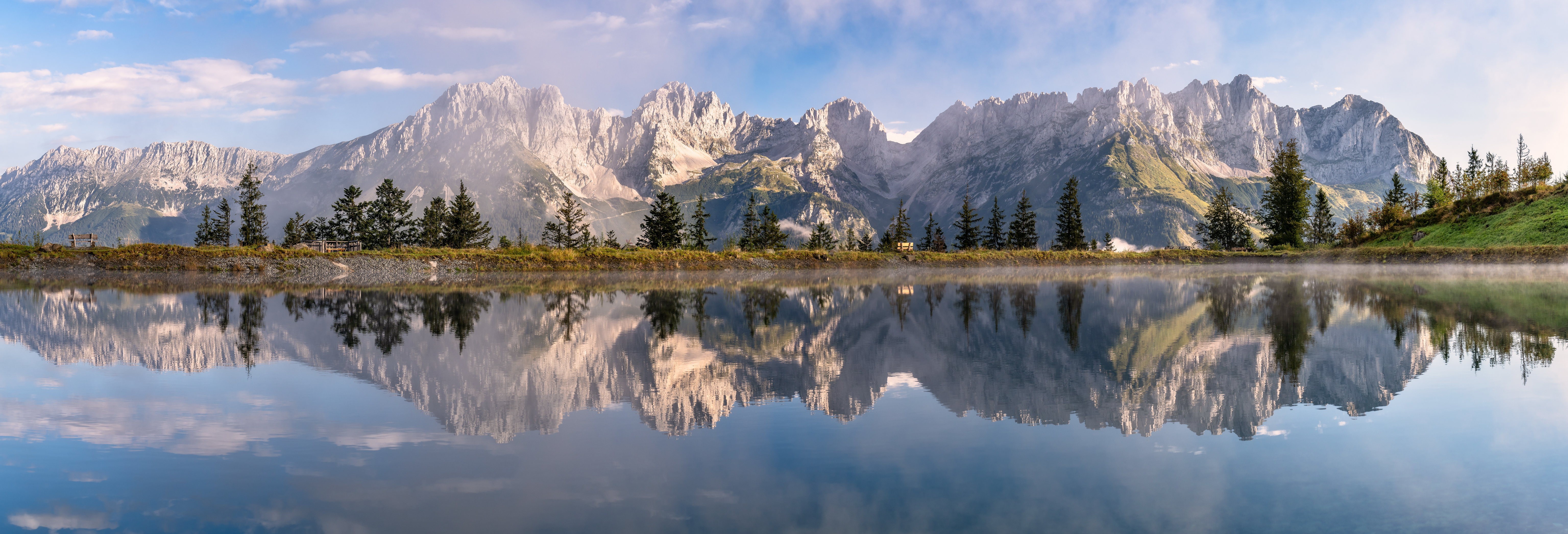 4K Tyrol Alps Lake Reflection Panorama HD Wallpaper