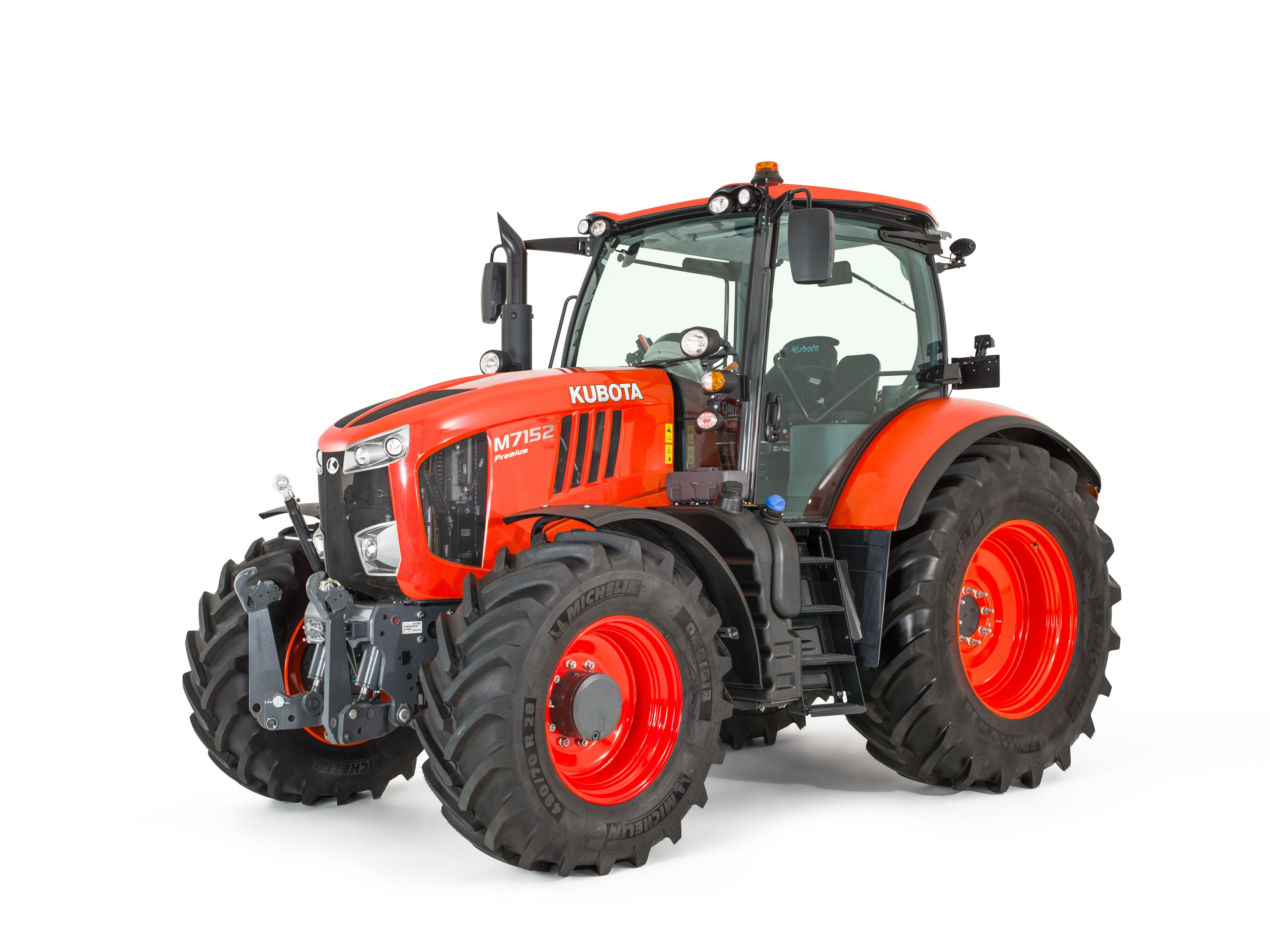 Kubota M7152 tractor on white background HD Wallpaper