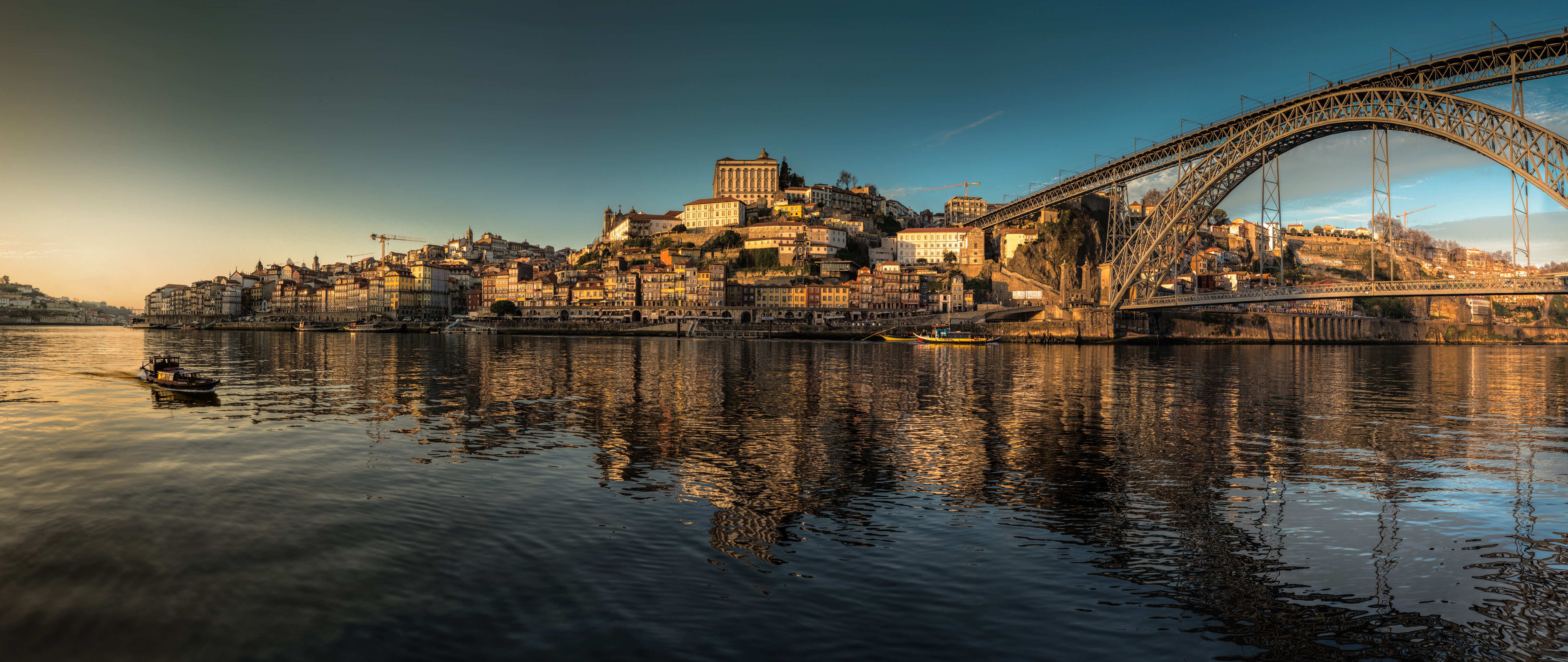 Porto, Portugal: Riverfront Cityscape with Dom Luís I Bridge HD Wallpaper