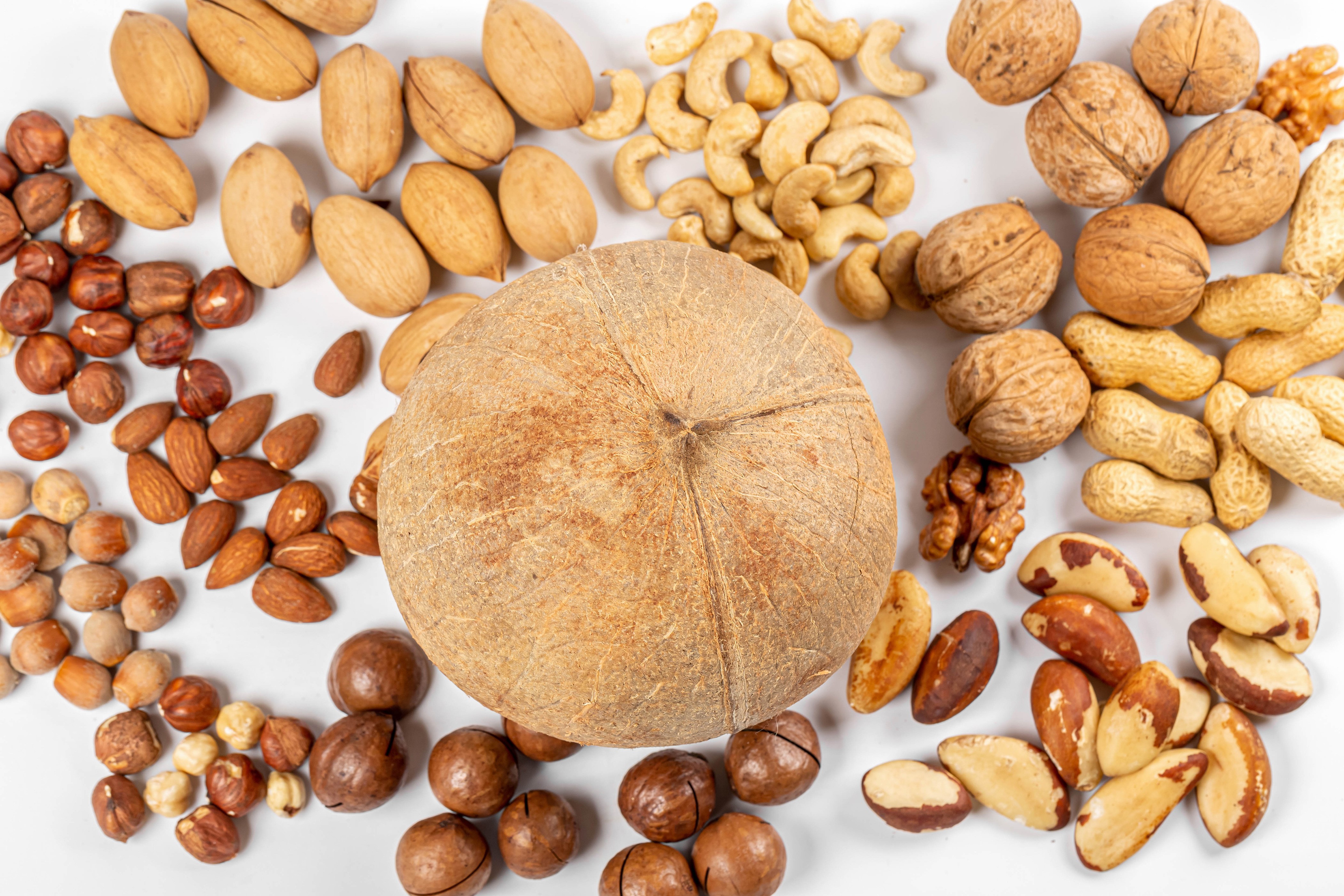 4K Nuts and Coconut Assortment HD Wallpaper