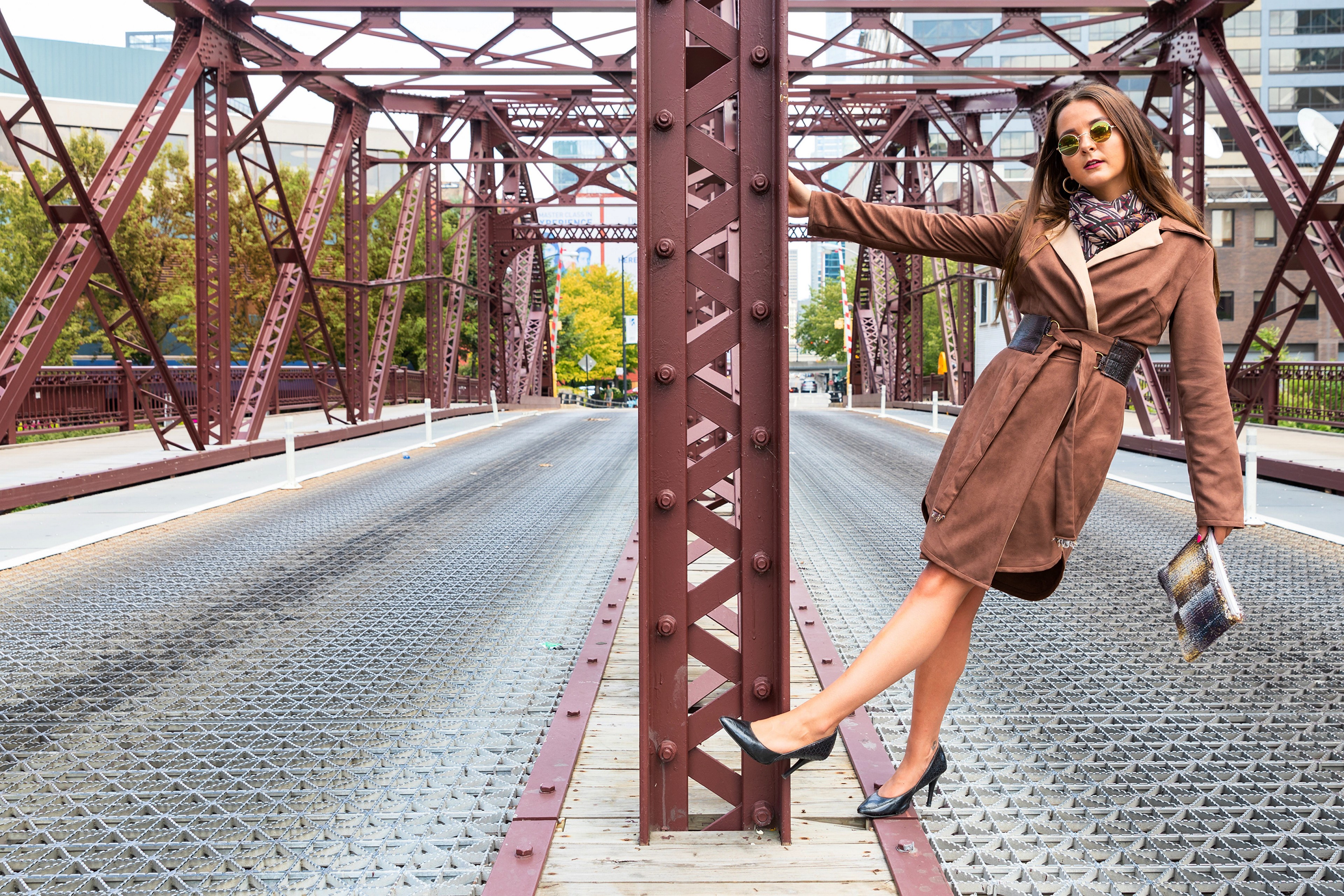 4K Falyn Bruce posing on a bridge HD Wallpaper