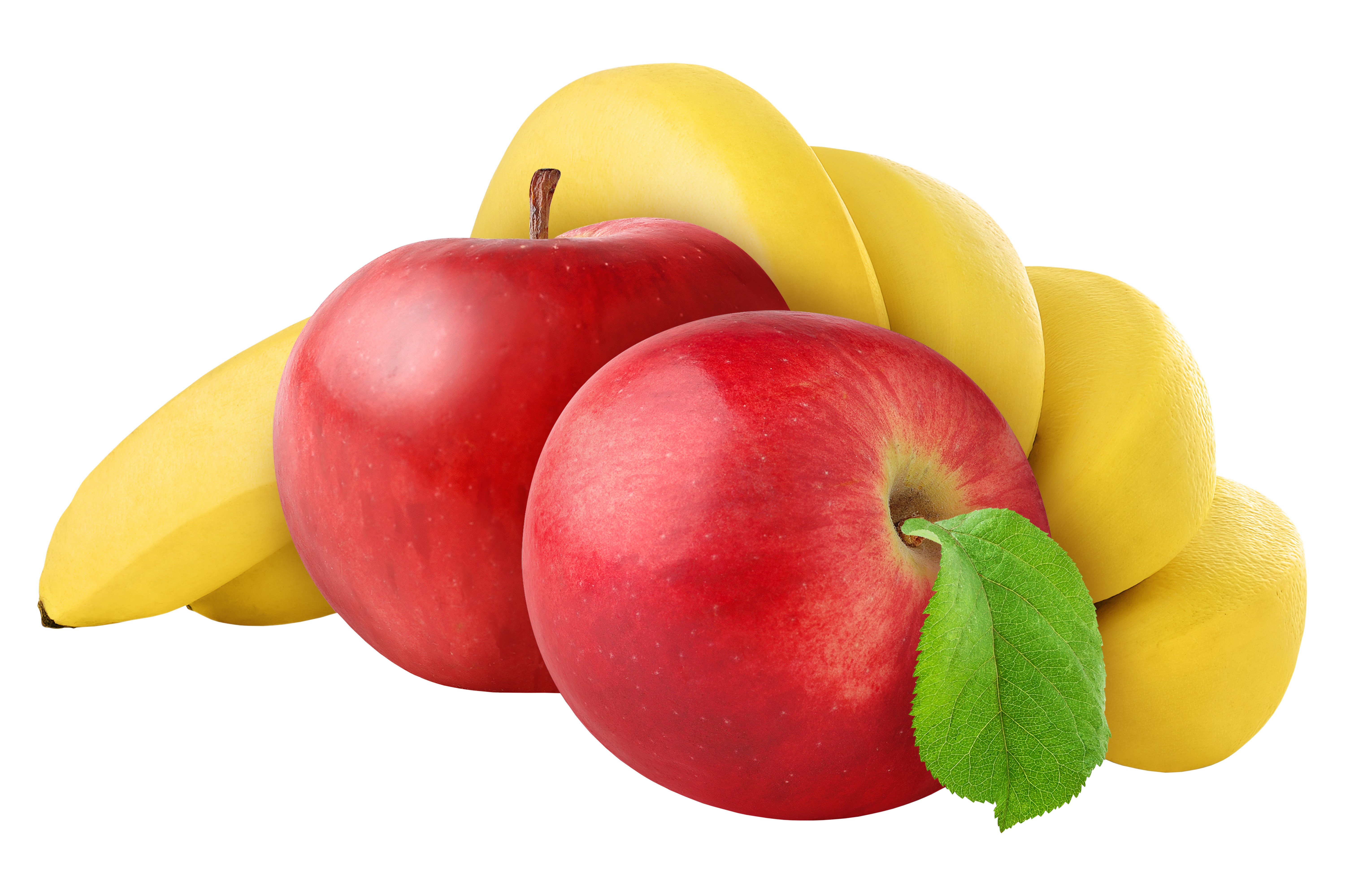 820178 Fruit Bananas Apples Closeup White Background Rare 
