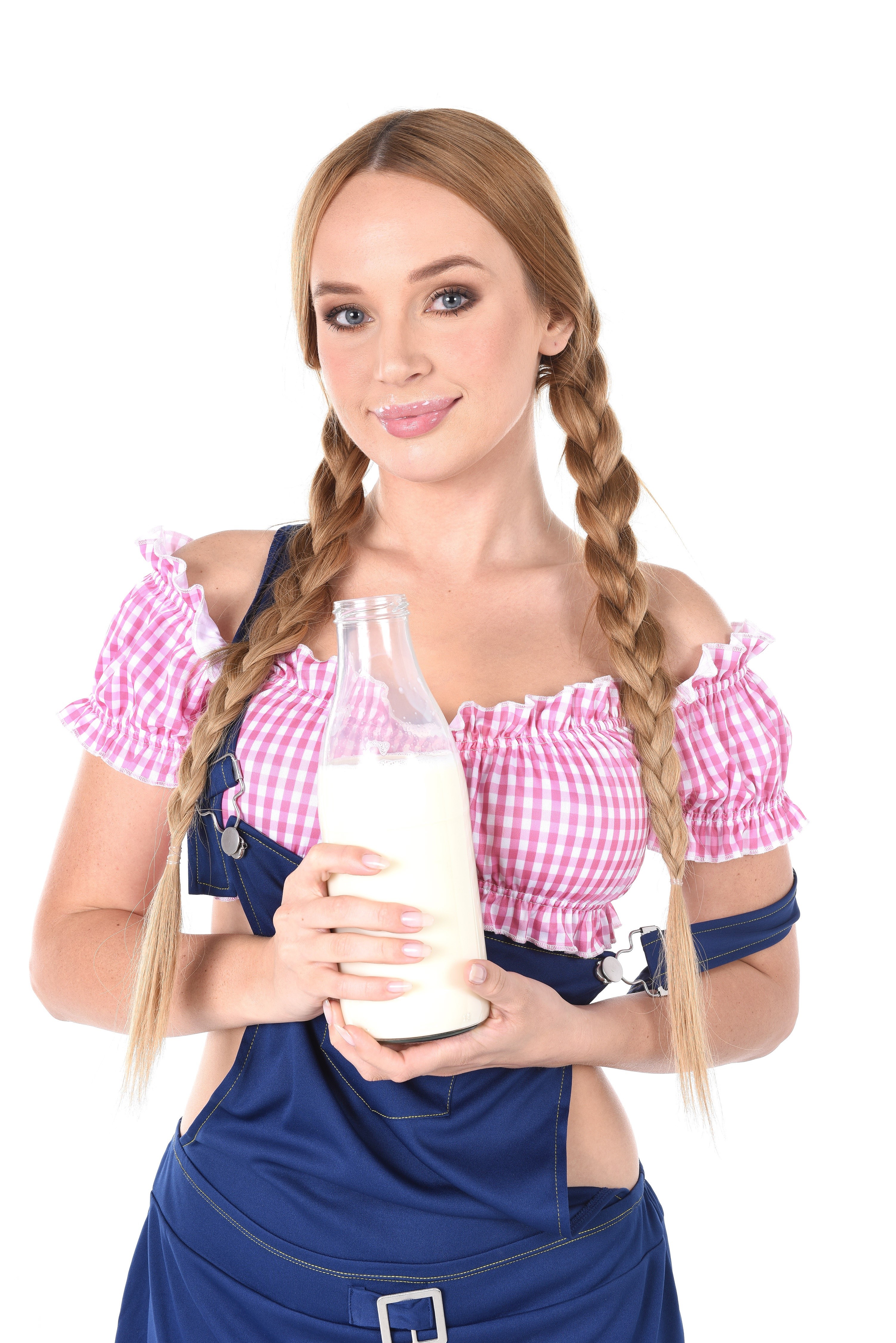 Kaisa Nord holding a bottle of milk HD Phone Wallpaper