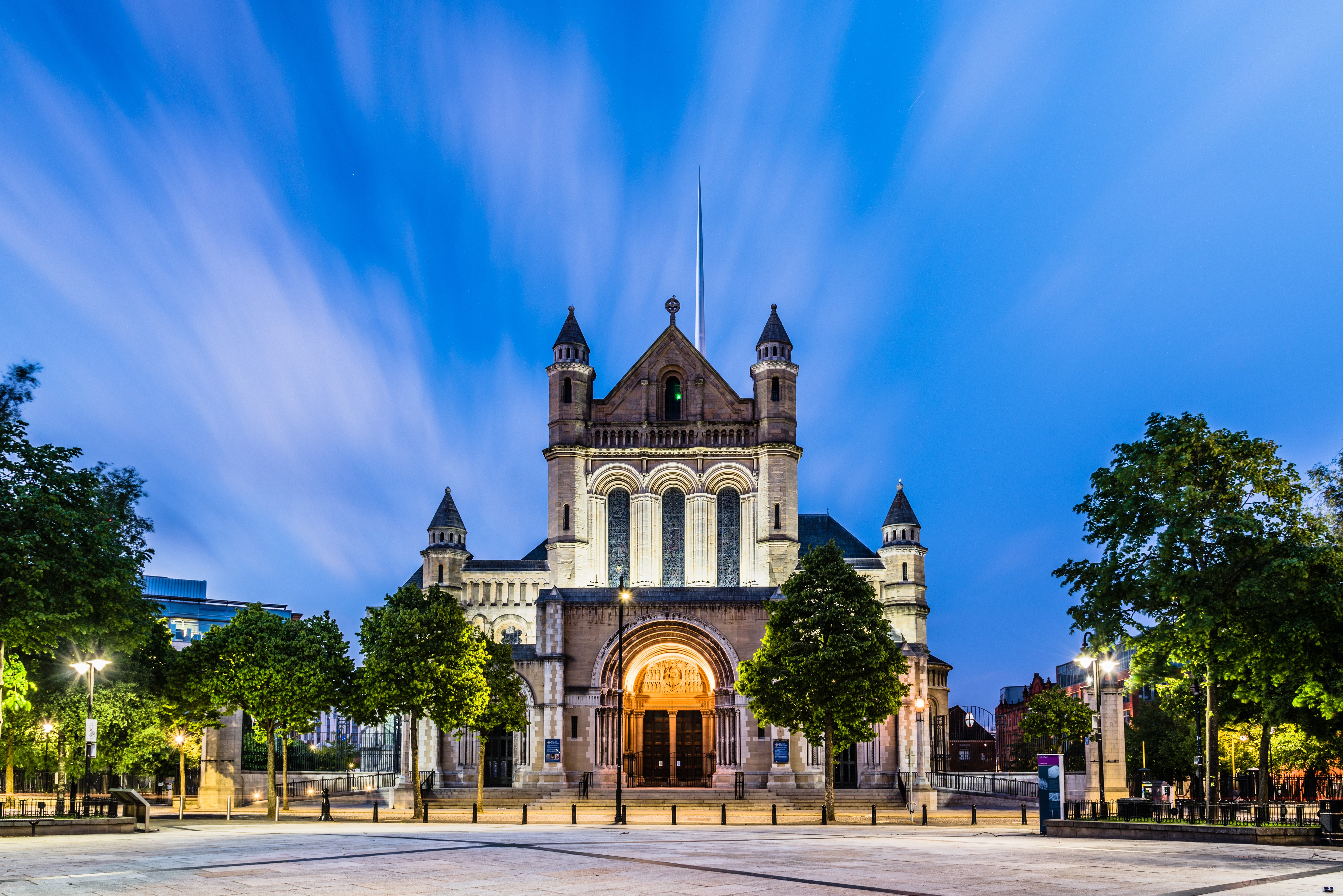 St Anne's Cathedral, Belfast, Northern Ireland at Dusk HD Wallpaper