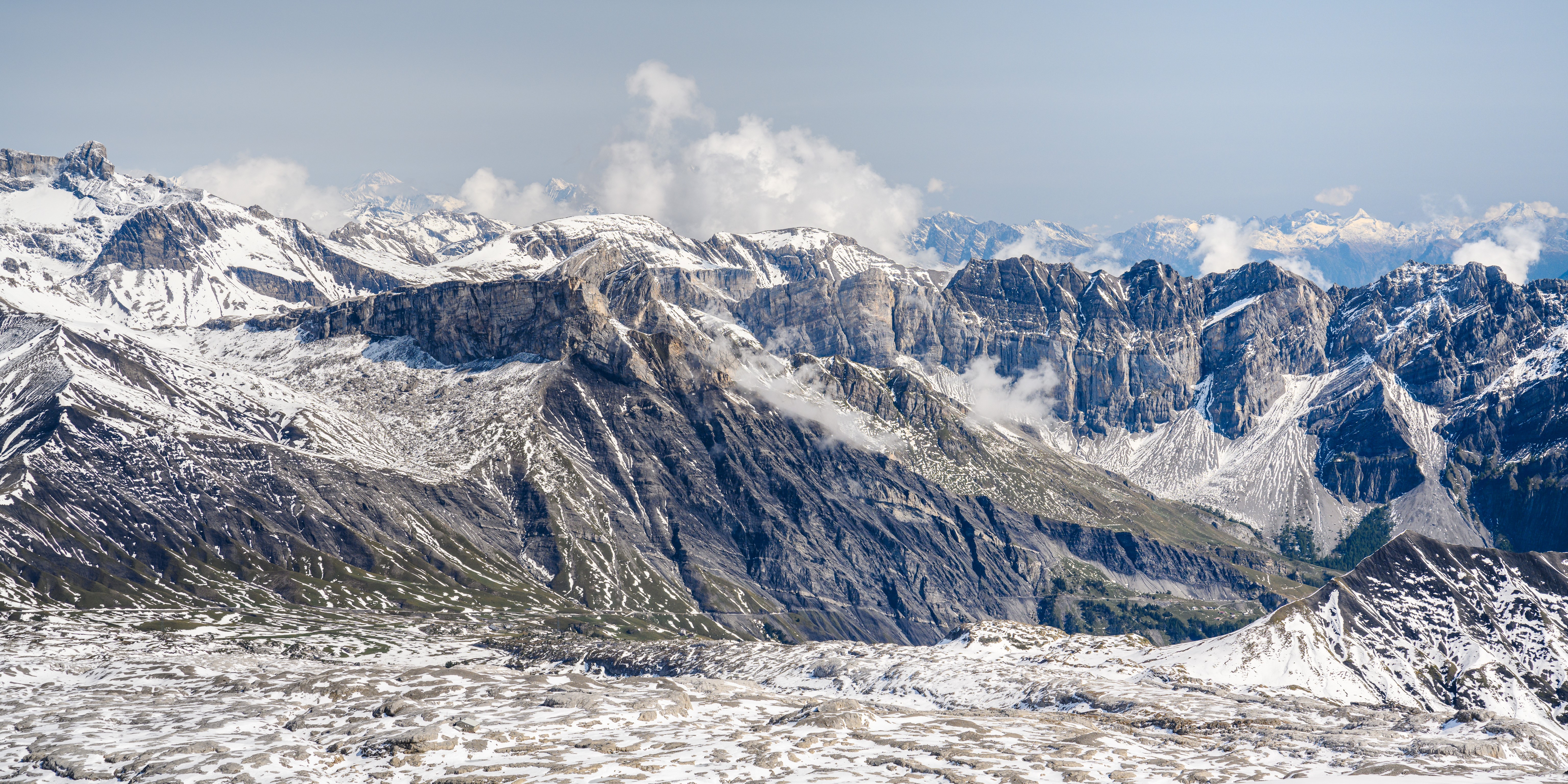 Snow-Capped Alps Panorama in Gryon, Switzerland 4K HD Wallpaper