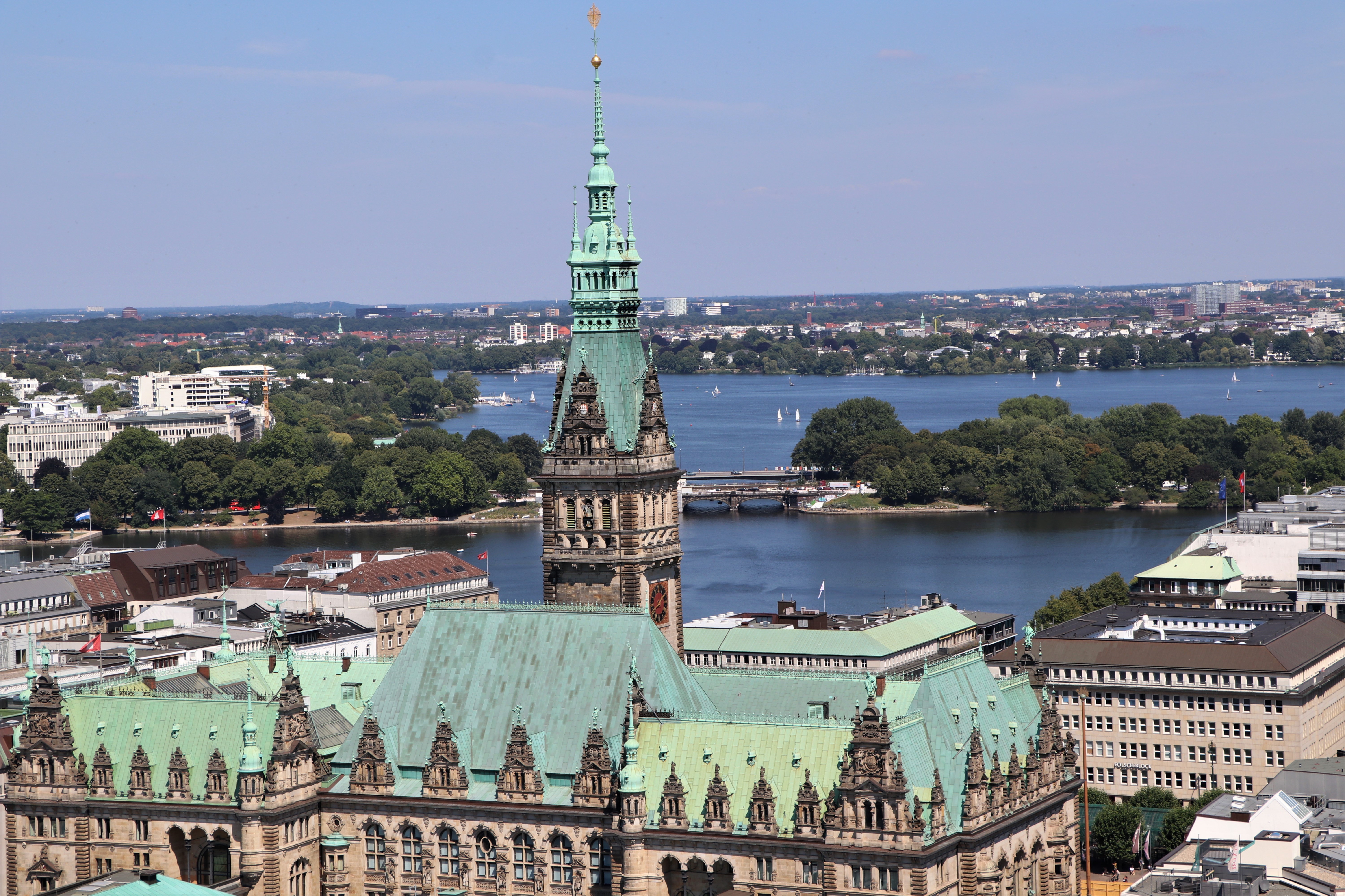 Hamburg City Hall and Alster Lake, Germany HD Wallpaper
