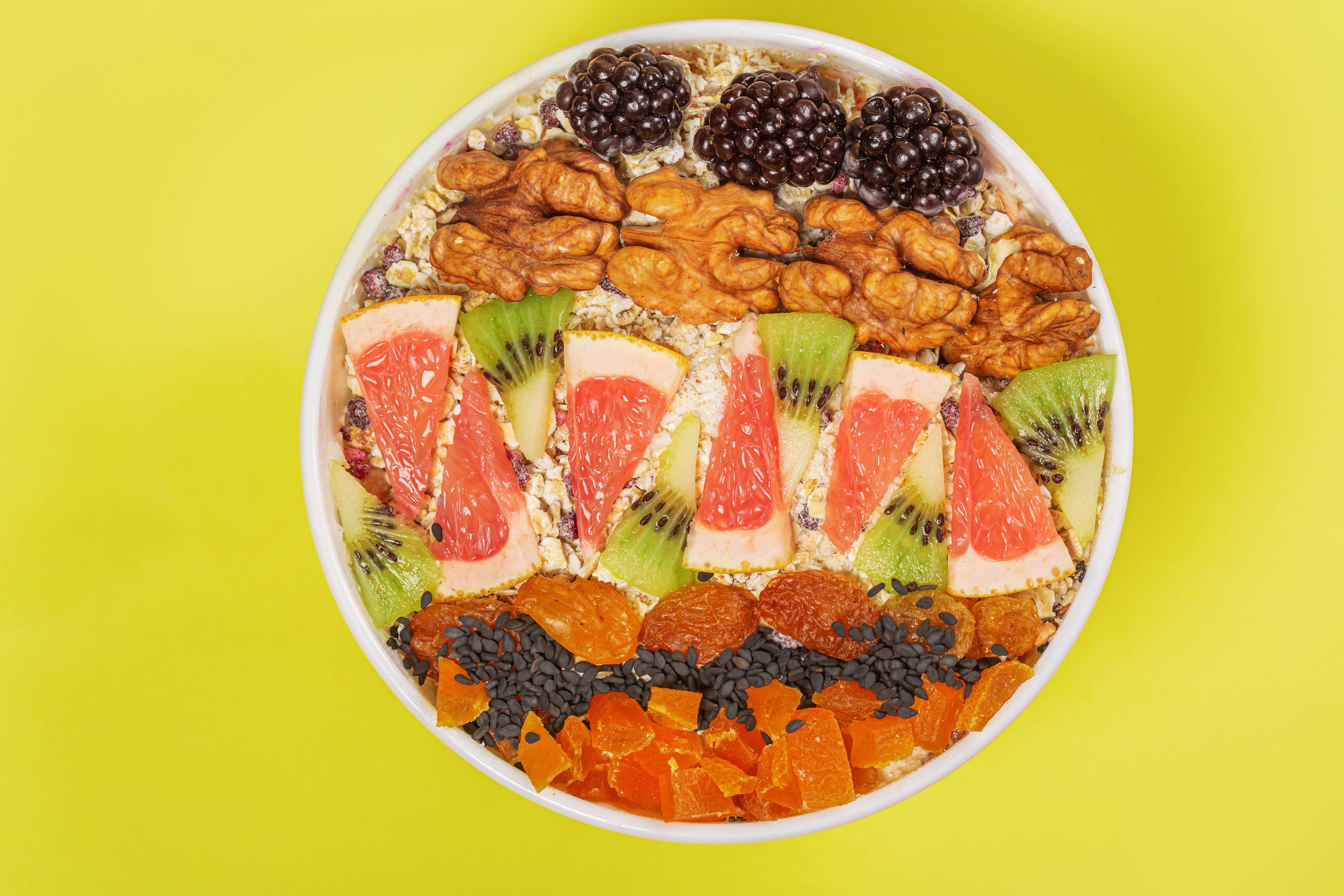 4K Oatmeal with Berries, Nuts, and Fruits HD Wallpaper
