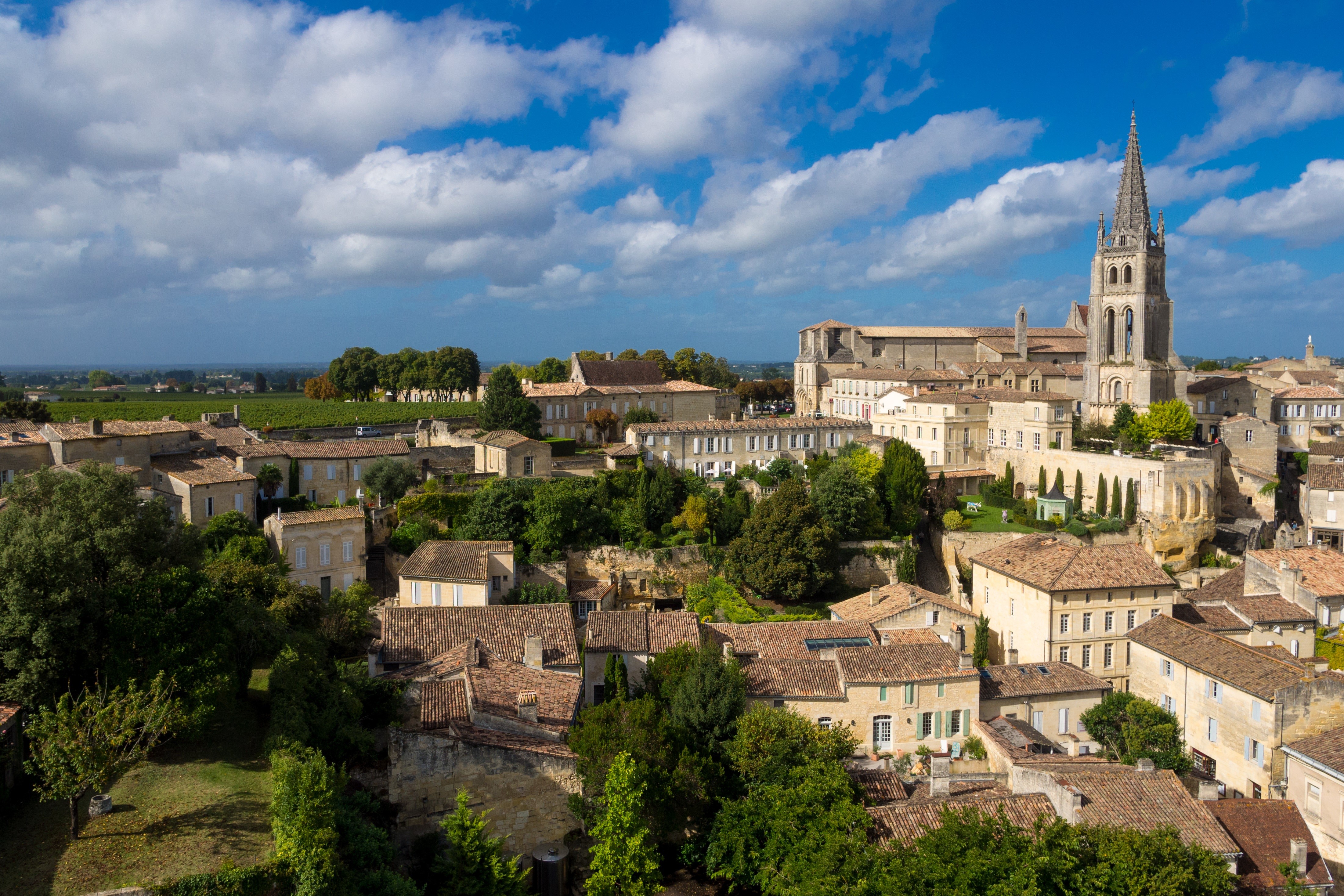Saint-Emilion Monolithic church and houses in France HD Wallpaper