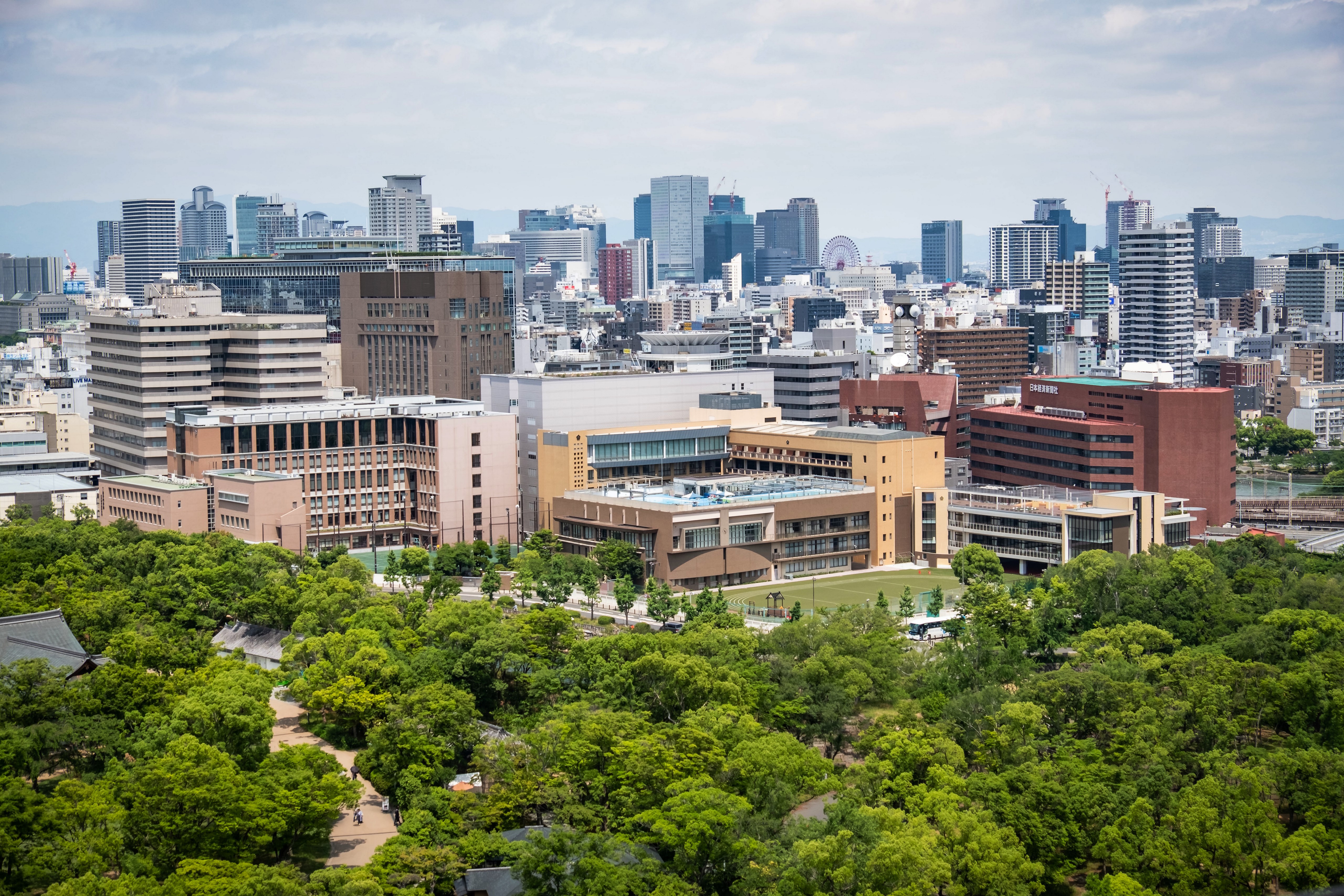 Osaka, Japan Cityscape with Trees HD Wallpaper