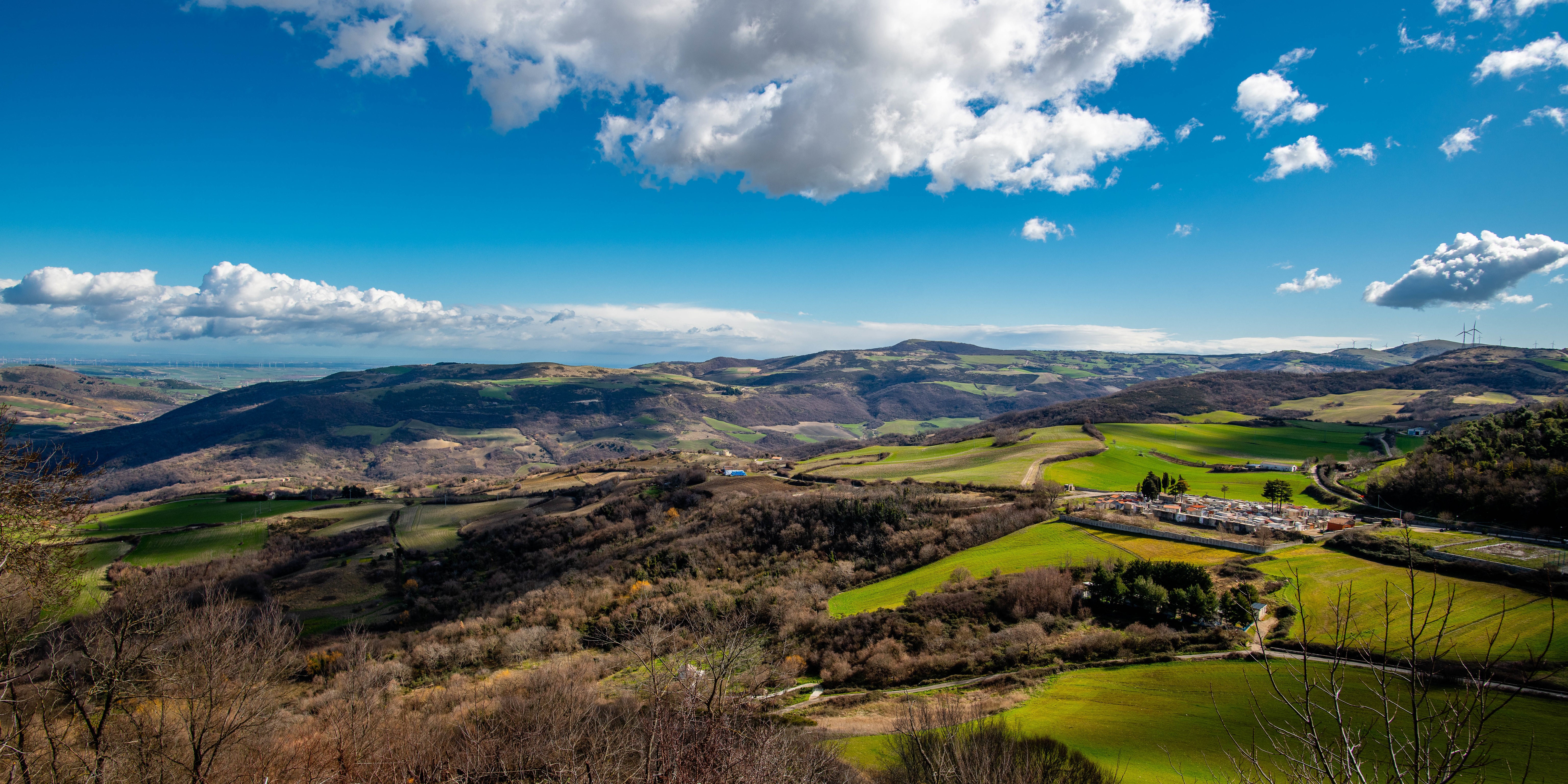 Scenery of Apulia, Italy with Hills and Clouds HD Wallpaper