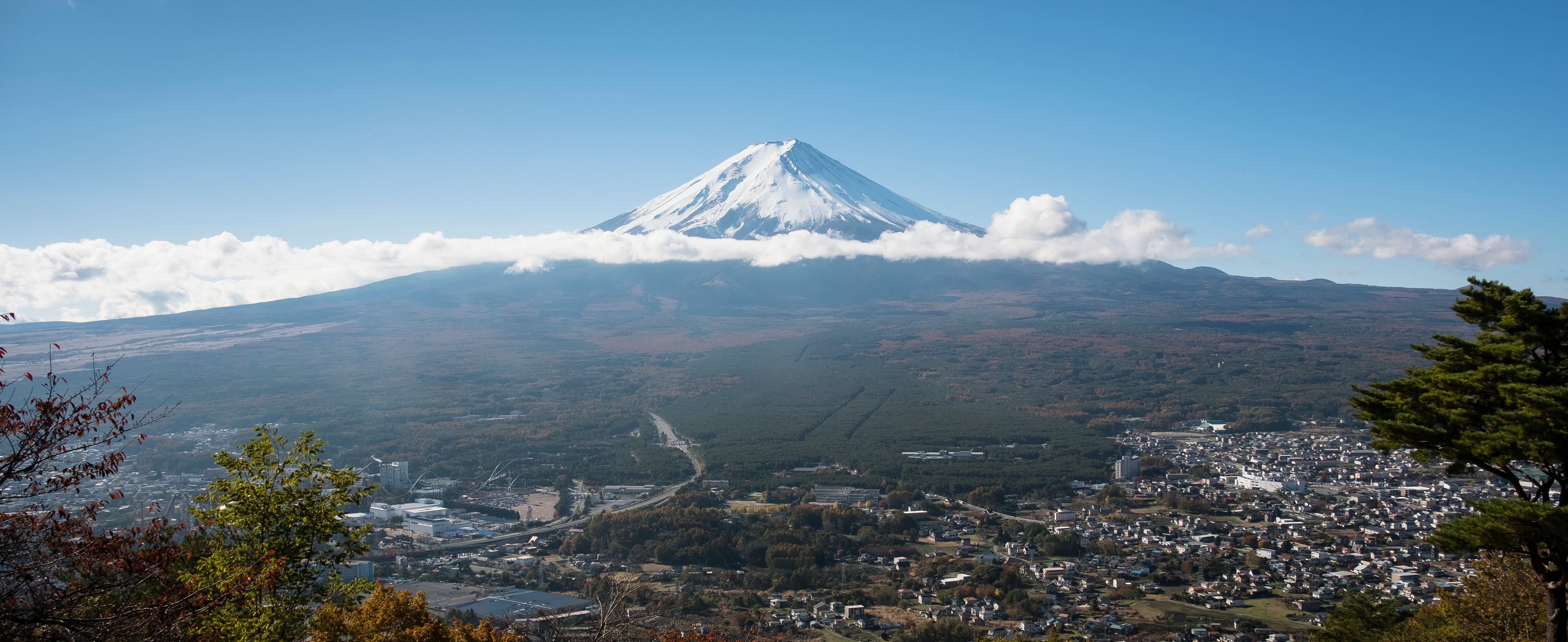 Mount Fuji, Japan, Panorama with Clouds HD Wallpaper