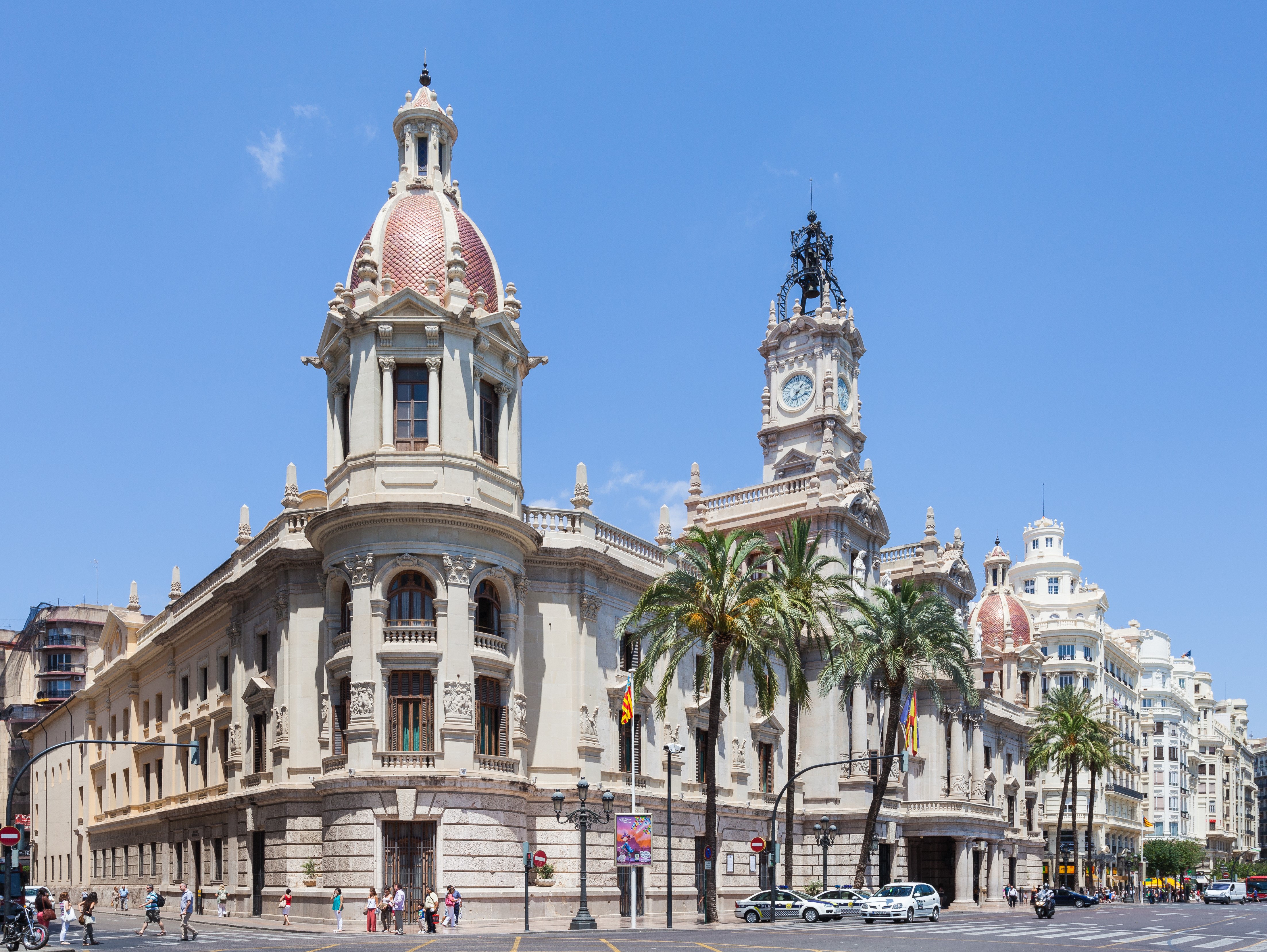 City Hall in Valencia, Spain with Palm Trees HD Wallpaper