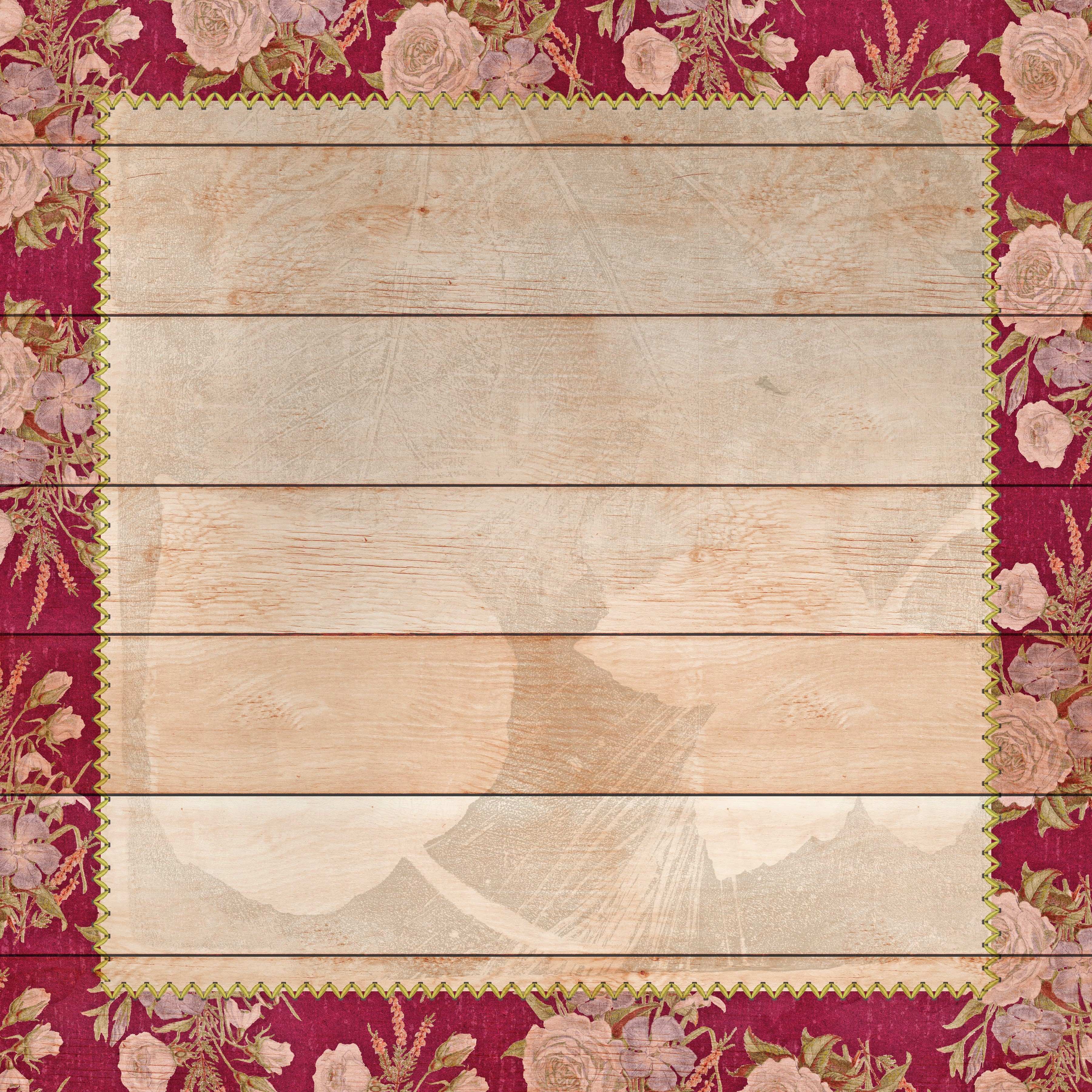 Floral Wood Planks Template Greeting Card HD Wallpaper