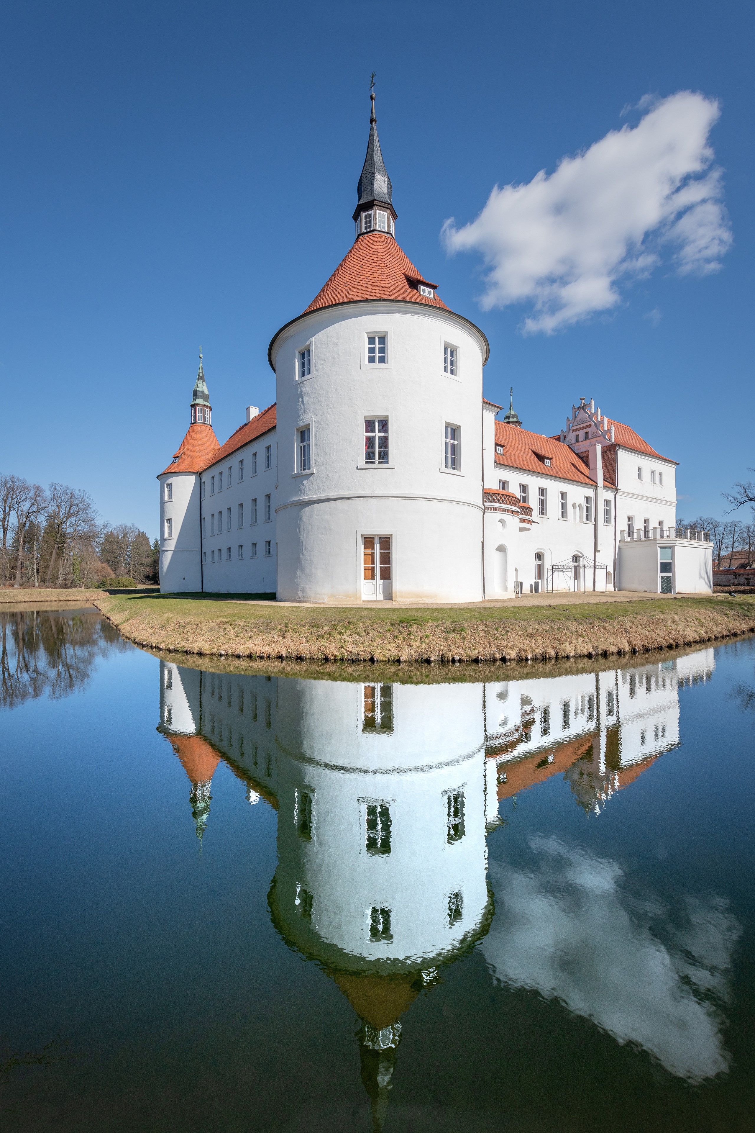 Schloss Dennenlohe castle reflected in a pond in Germany HD Phone Wallpaper
