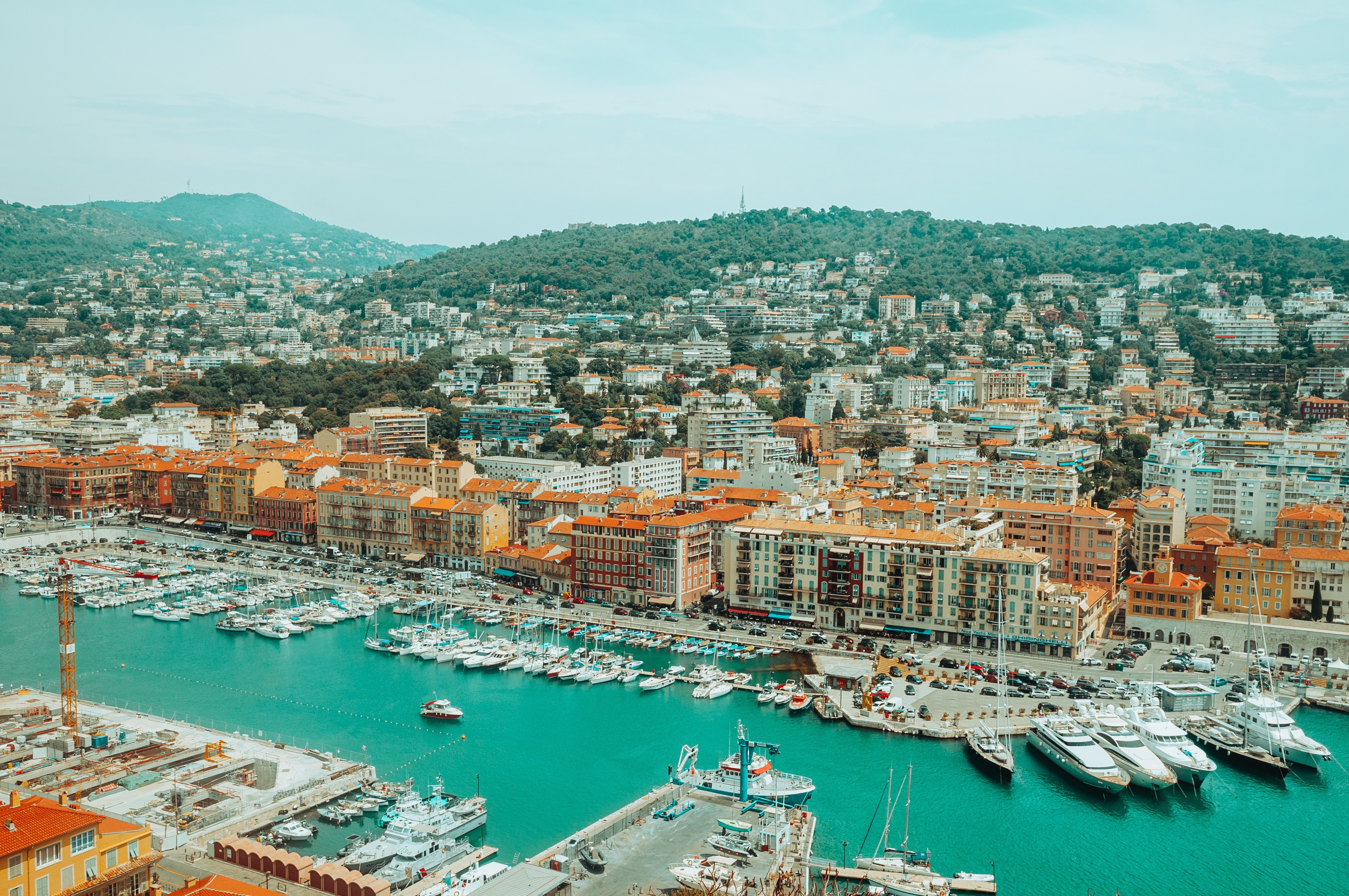 Port of Nice, France with Yachts and Hills HD Wallpaper