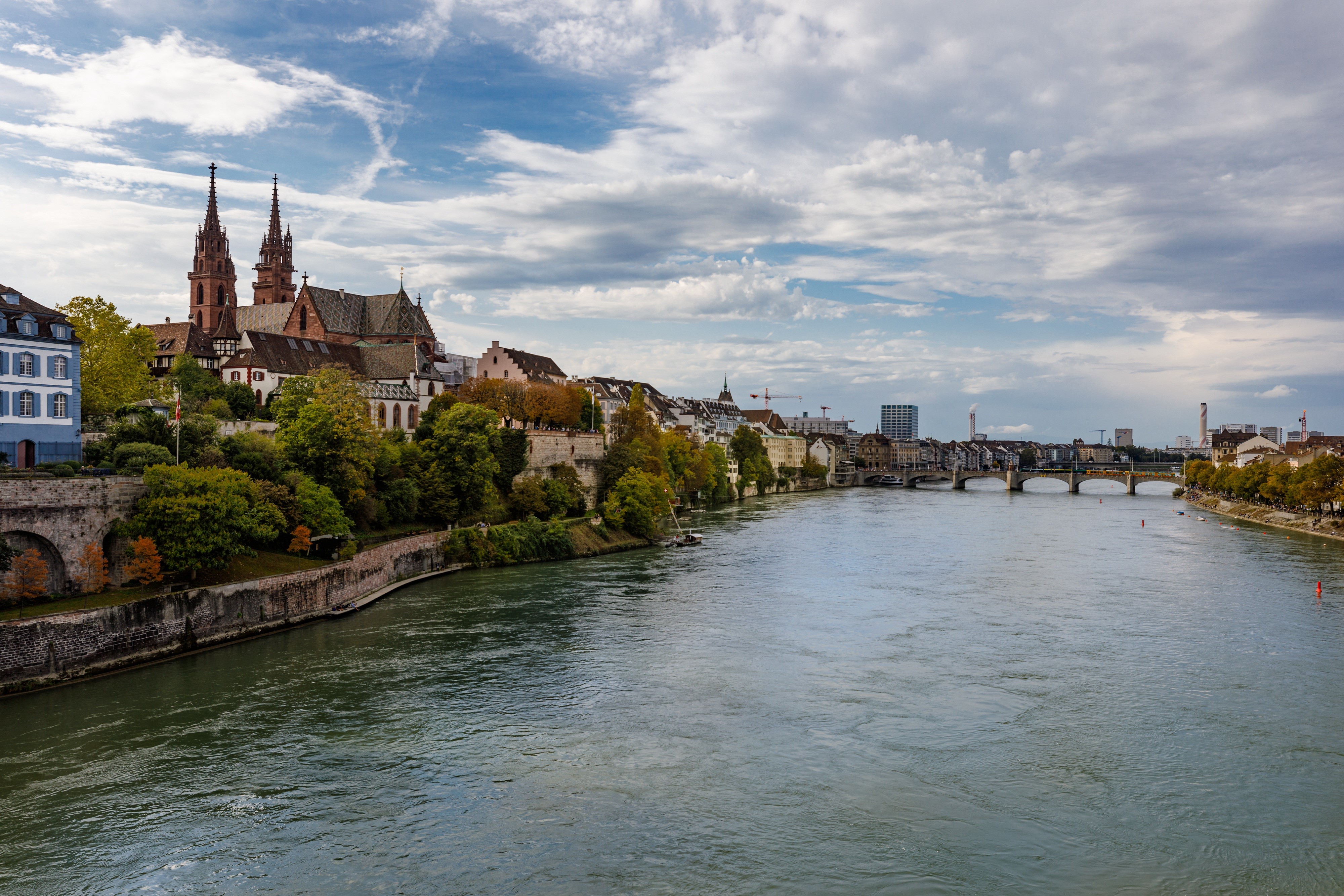 Basel, Switzerland: Rhine River and Munster Cathedral HD Wallpaper