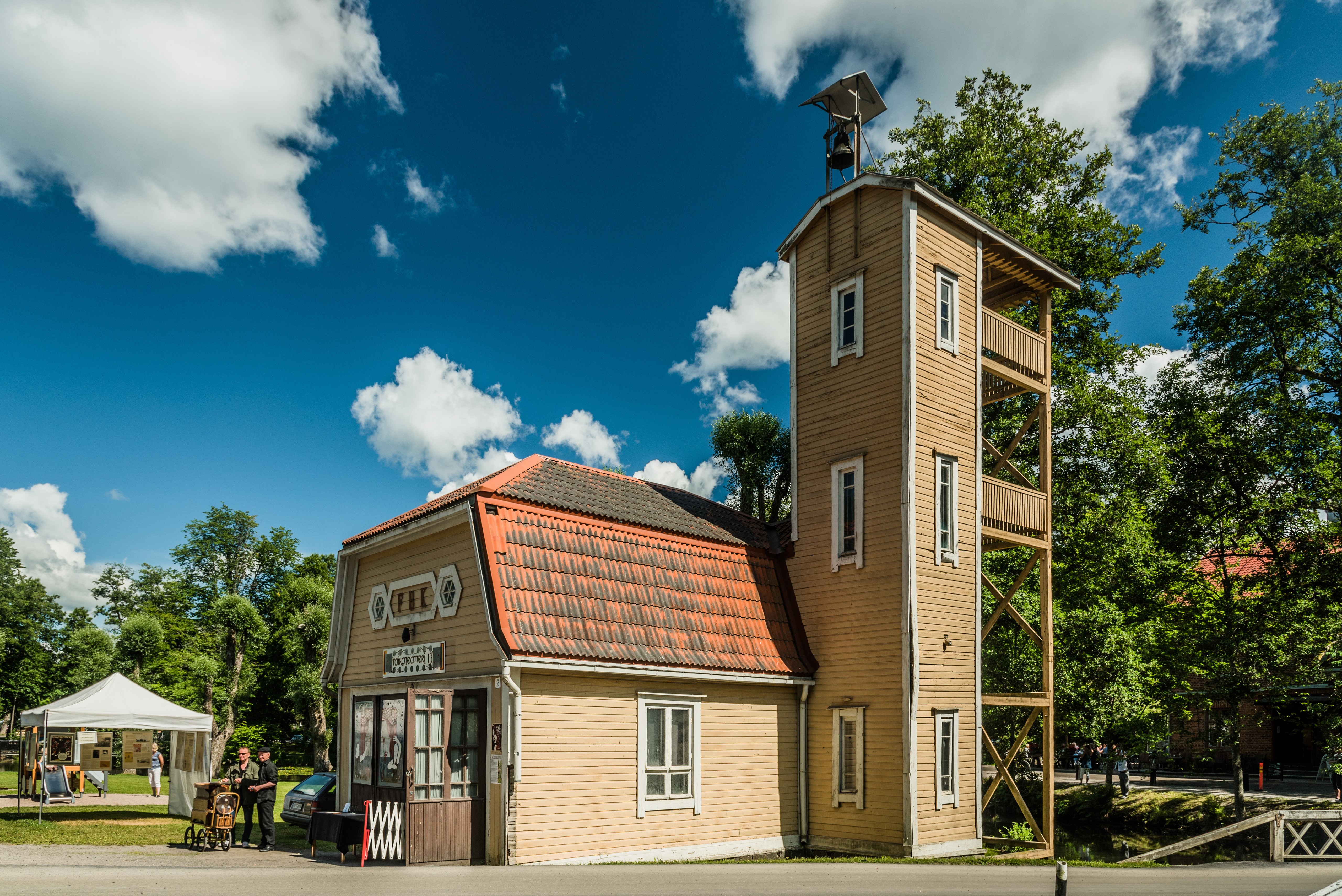 Old Fire Station with Tower in Fiskars, Finland HD Wallpaper