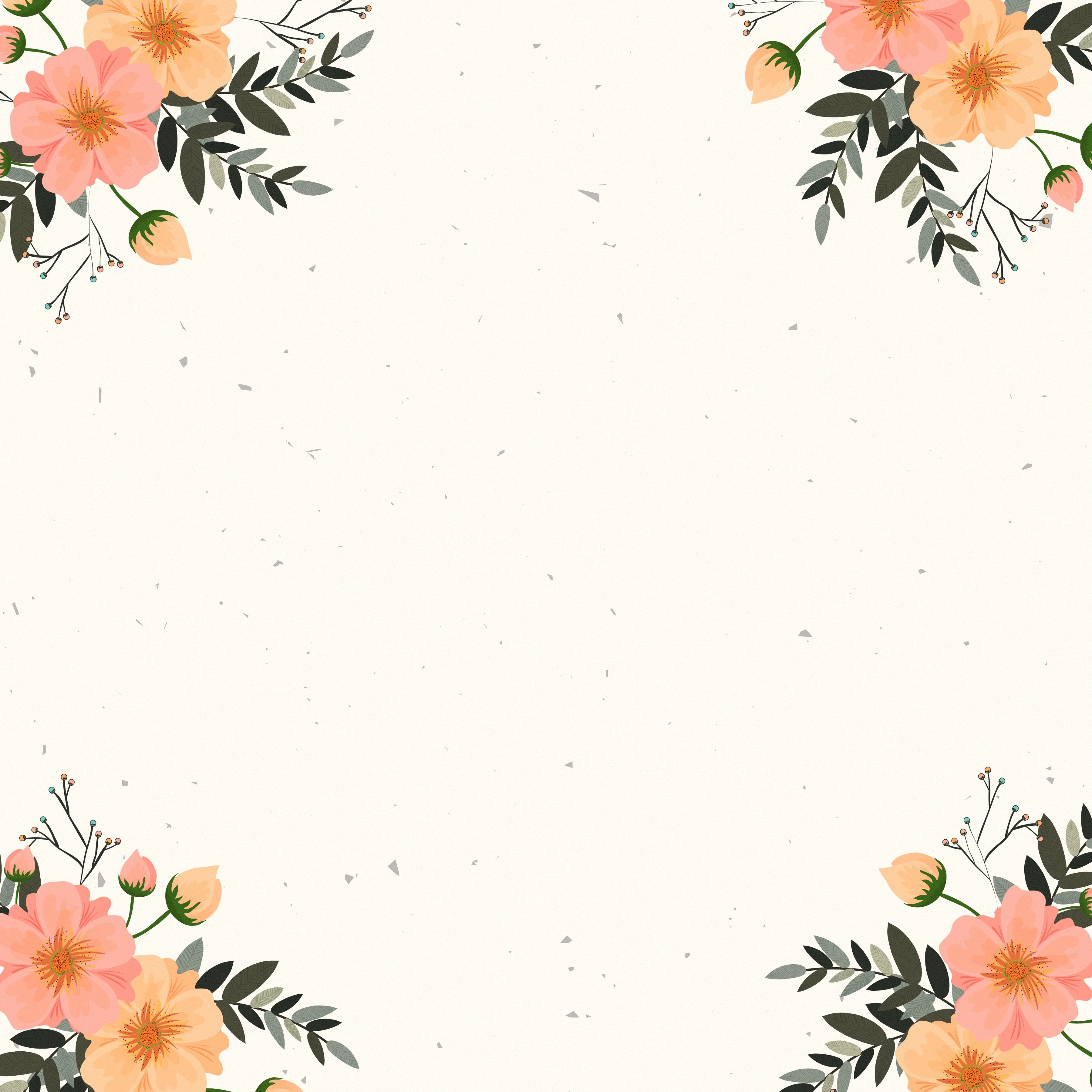 Floral Border with Peach and Orange Flowers HD Wallpaper