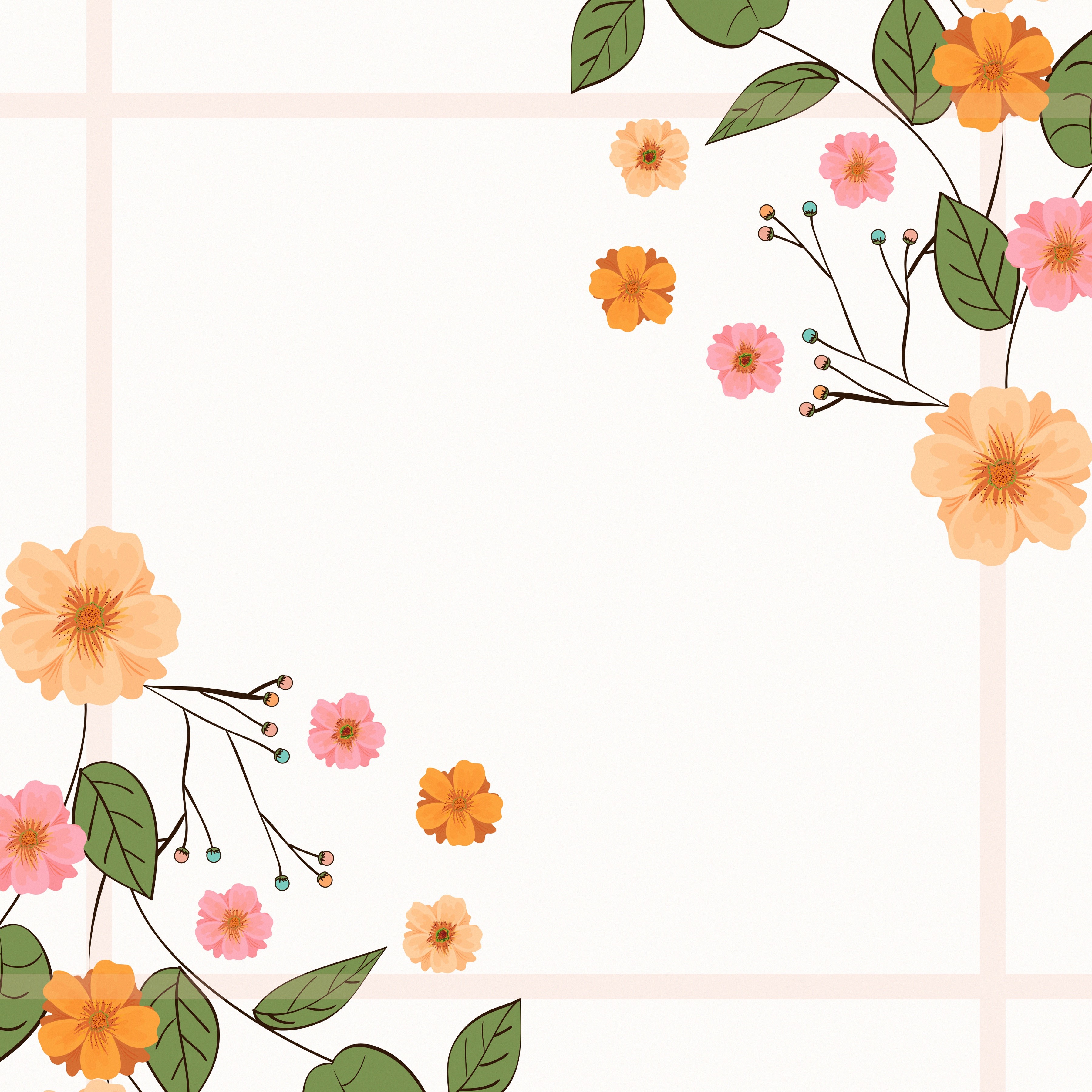 Floral painting with leaves and branches HD Wallpaper