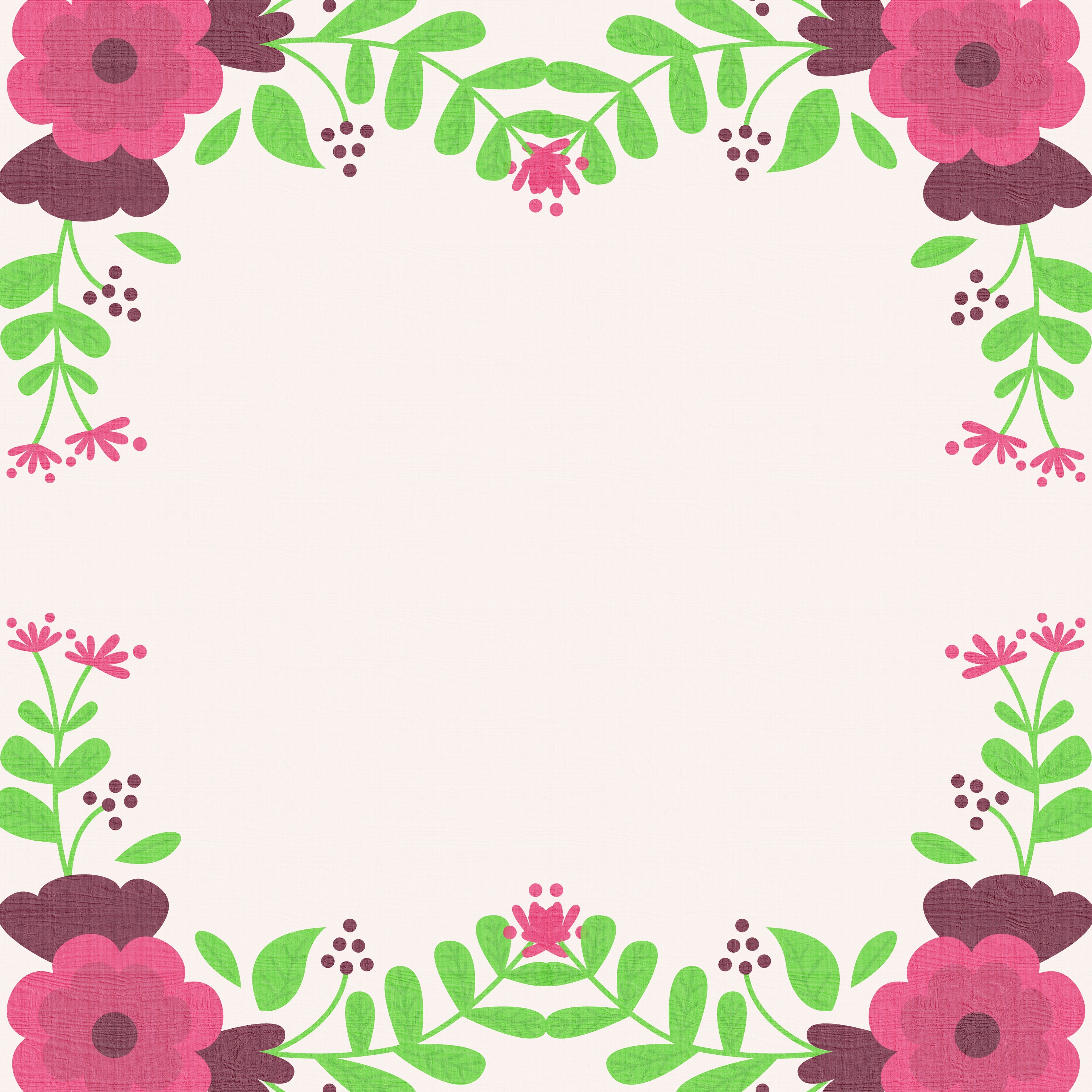 Floral Border with Pink and Burgundy Flowers HD Wallpaper