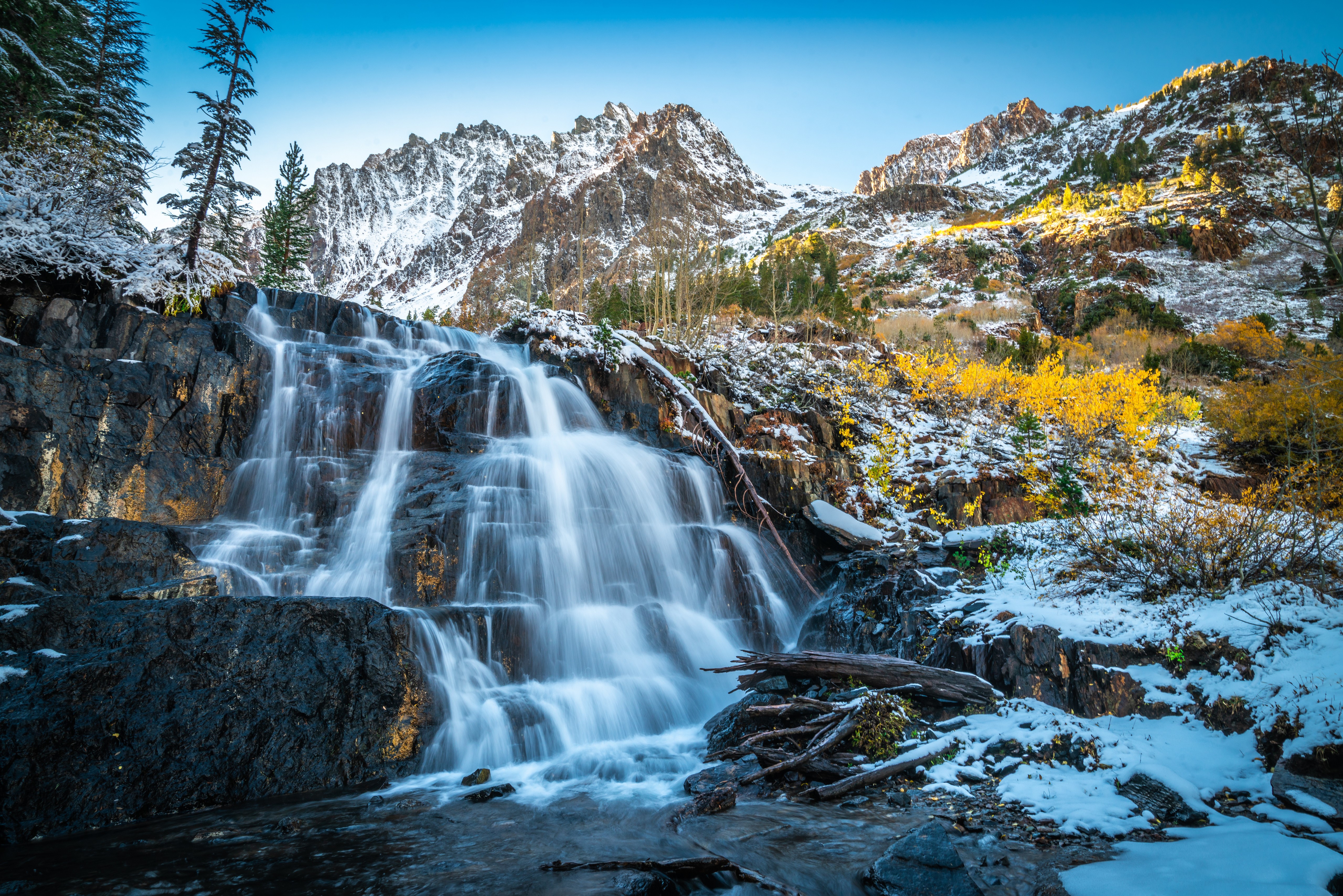 Waterfall in Lundy Canyon, California HD Wallpaper