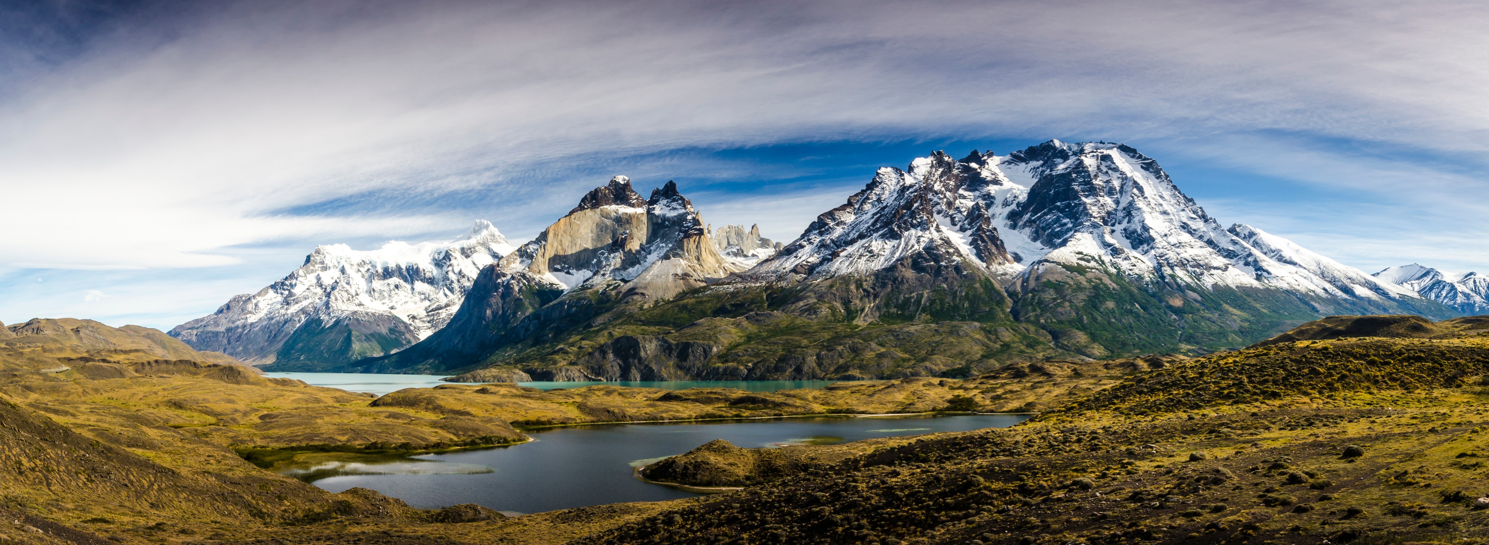 Torres del Paine National Park Panorama, Patagonia, Chile HD Wallpaper