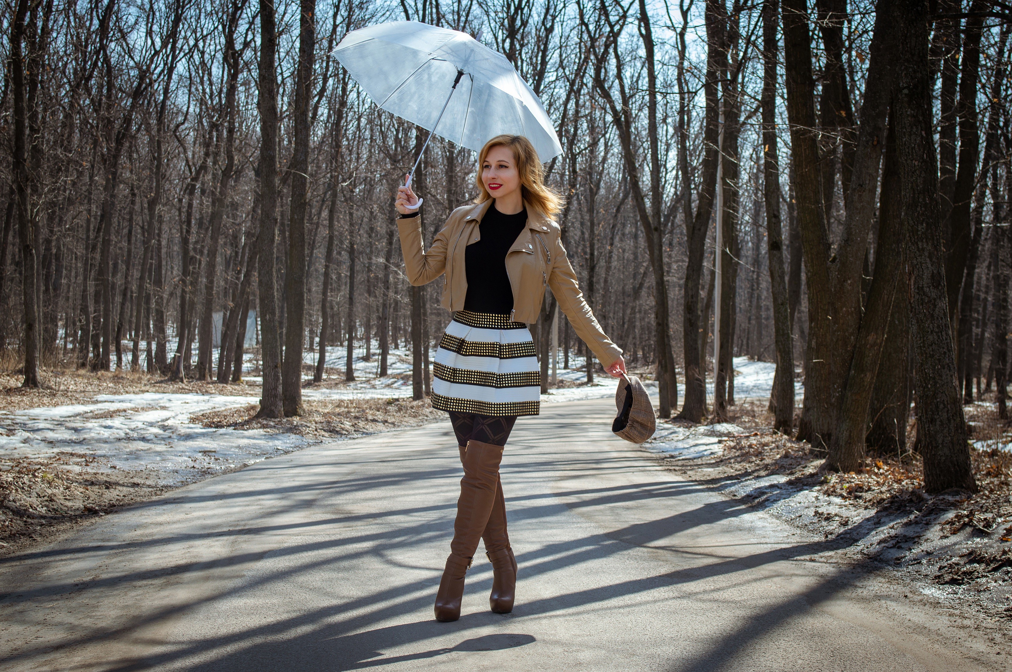 Victoria Borodinova Spring Walk with Umbrella HD Wallpaper