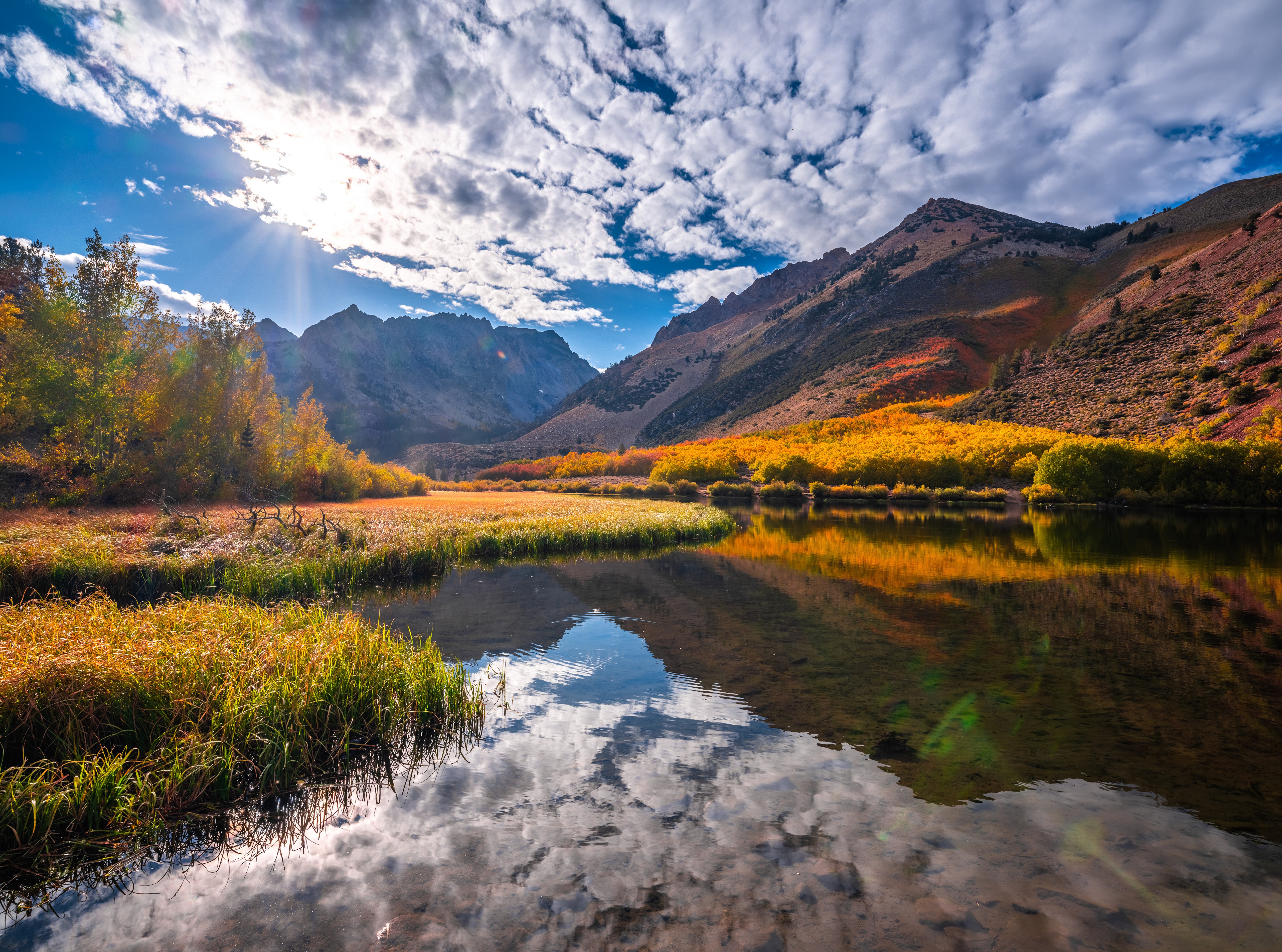 Autumn Mountains and River Scenery HD Wallpaper