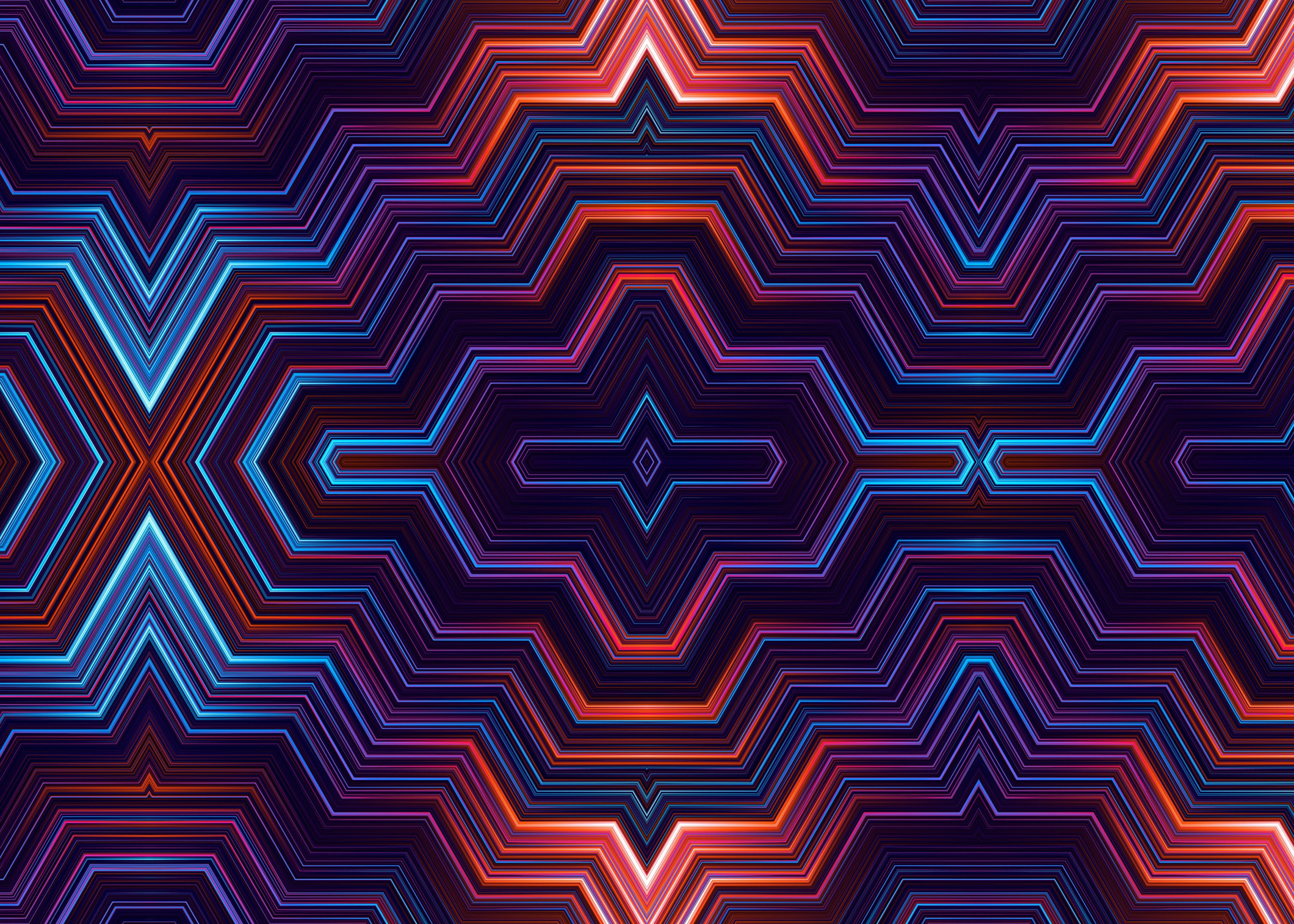 Abstract colorful geometric pattern with neon lines HD Wallpaper
