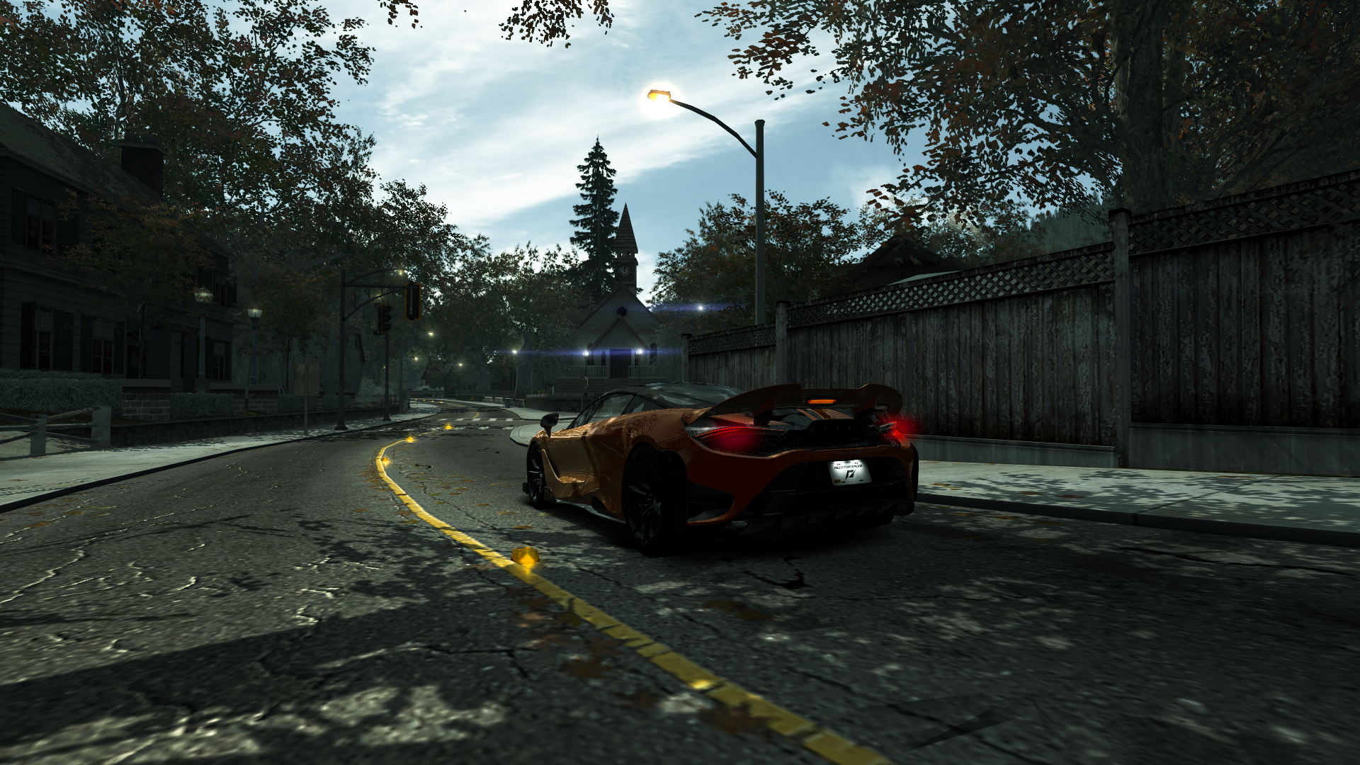 Orange supercar on a wet road in Need for Speed: World HD Wallpaper