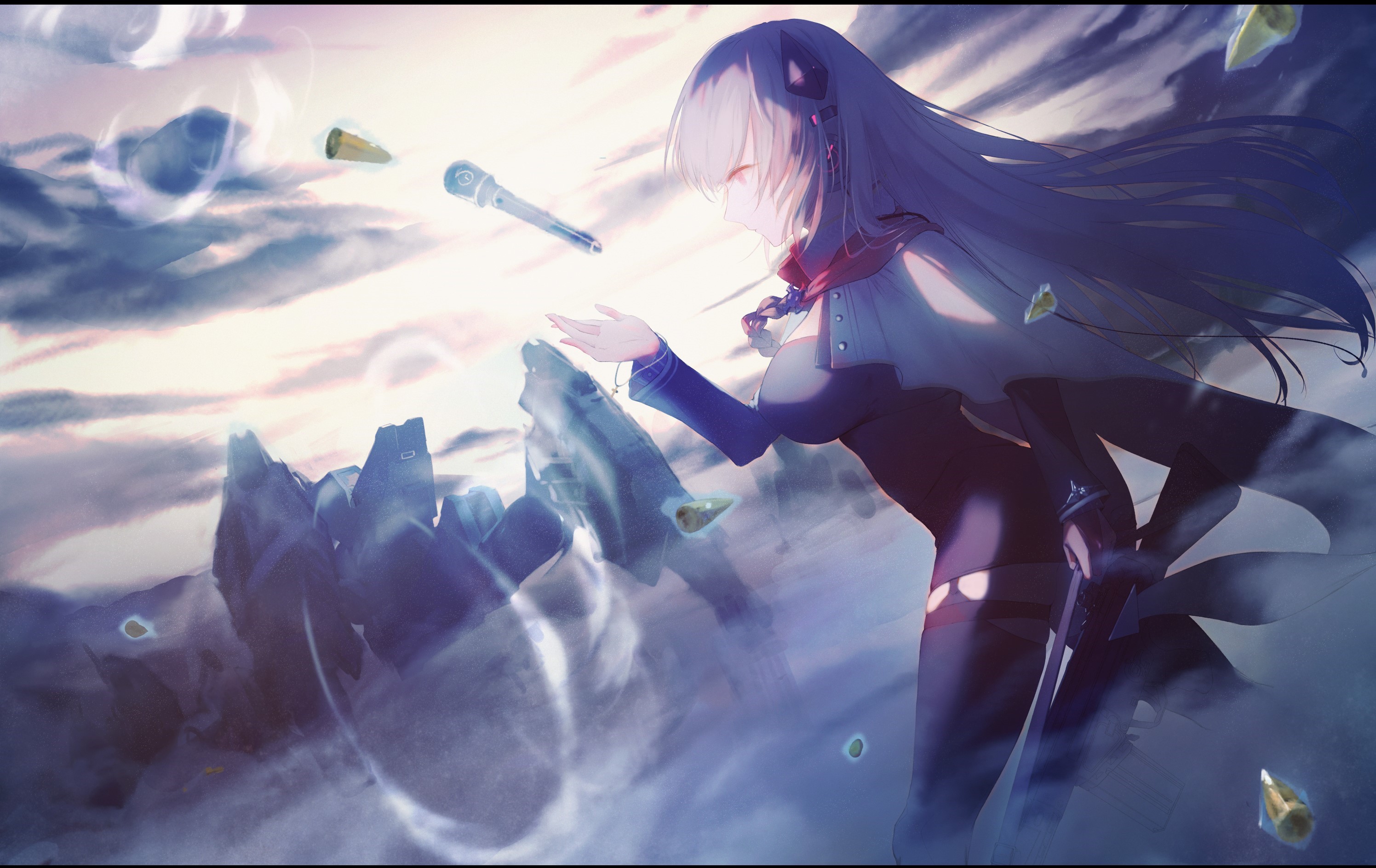 Anime girl with long hair and a sword HD Wallpaper