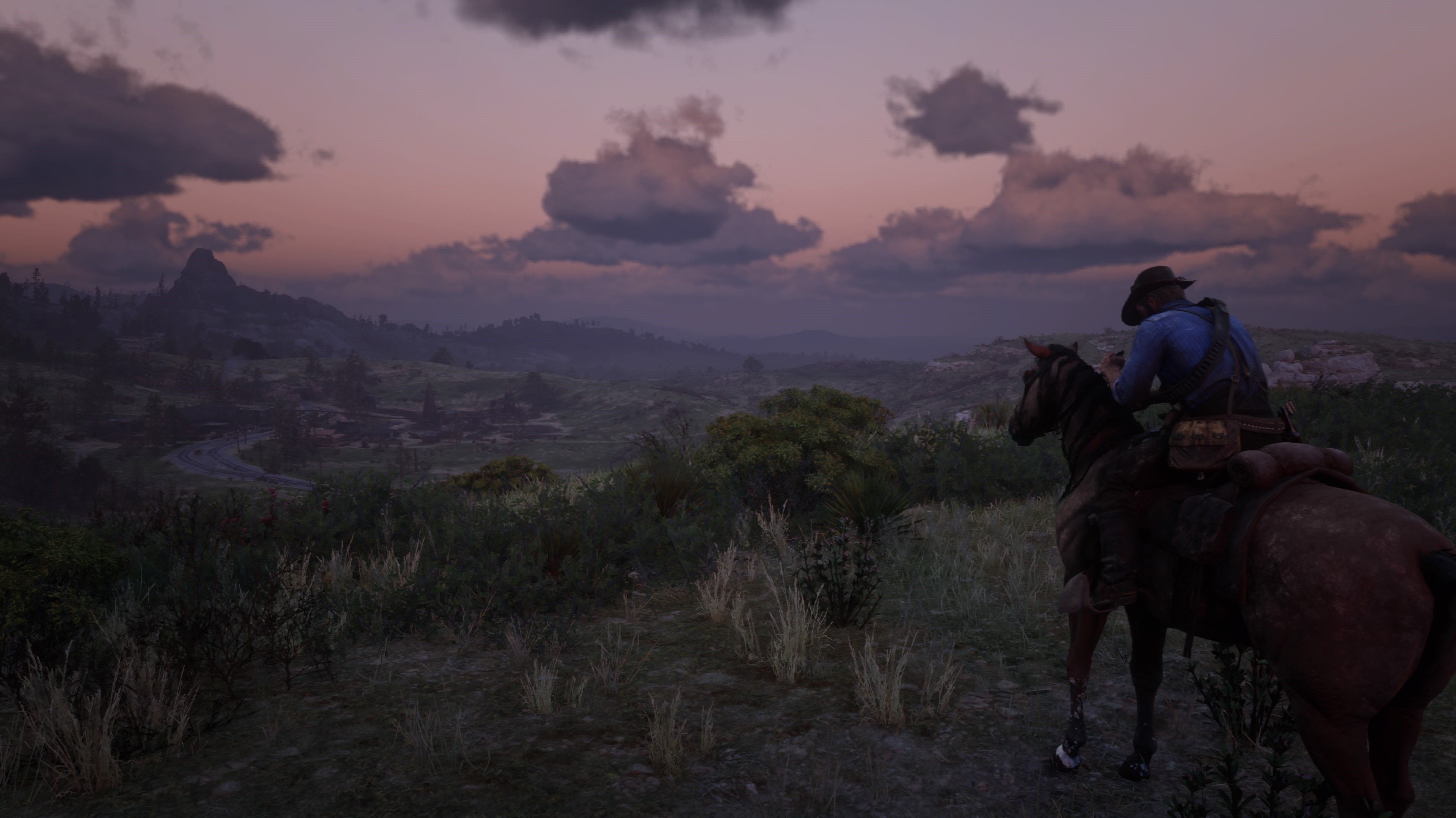Man on horse in Red Dead Redemption 2 landscape HD Wallpaper