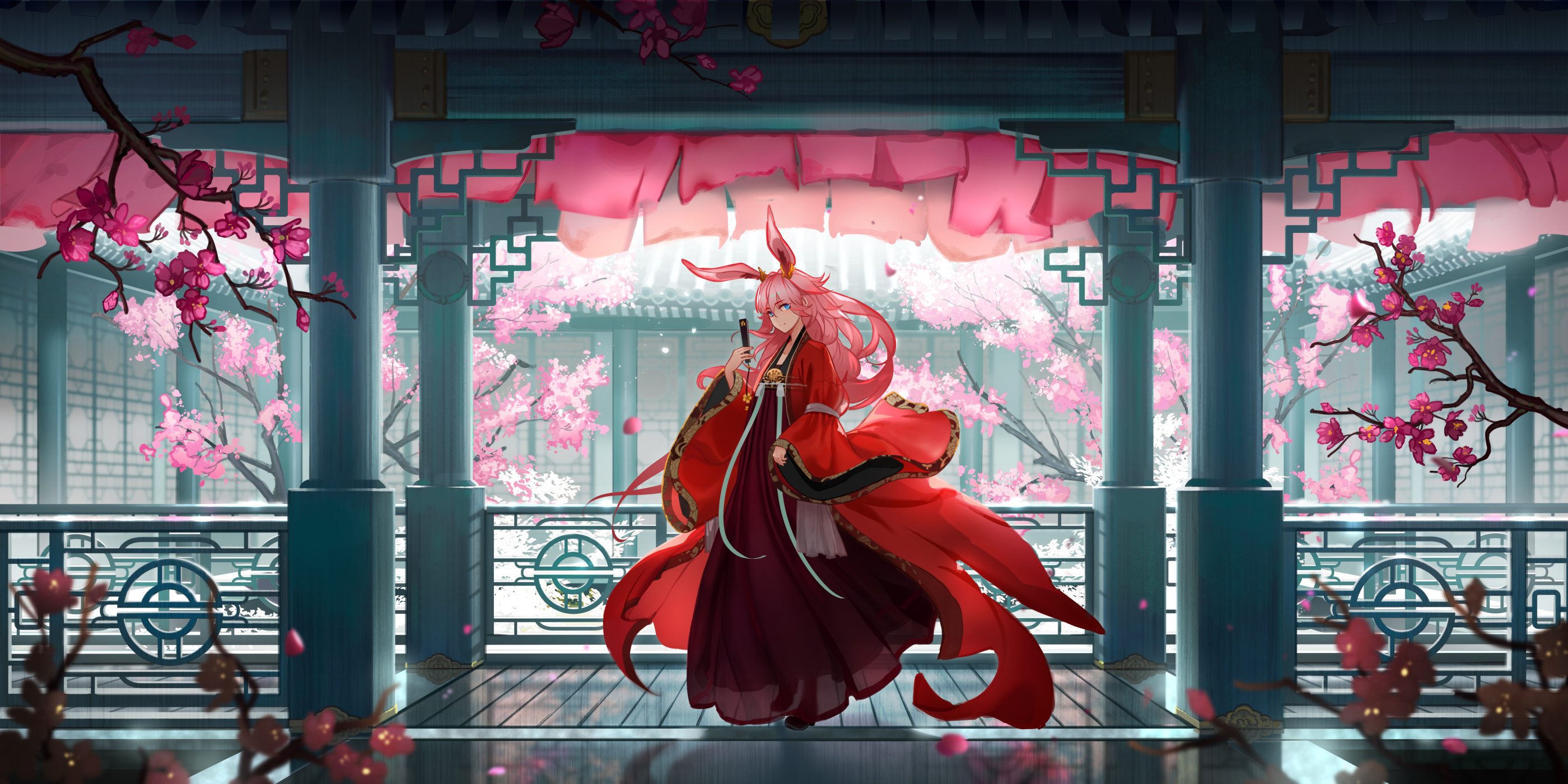 Yae Sakura in Cherry Blossom Pavilion HD Wallpaper