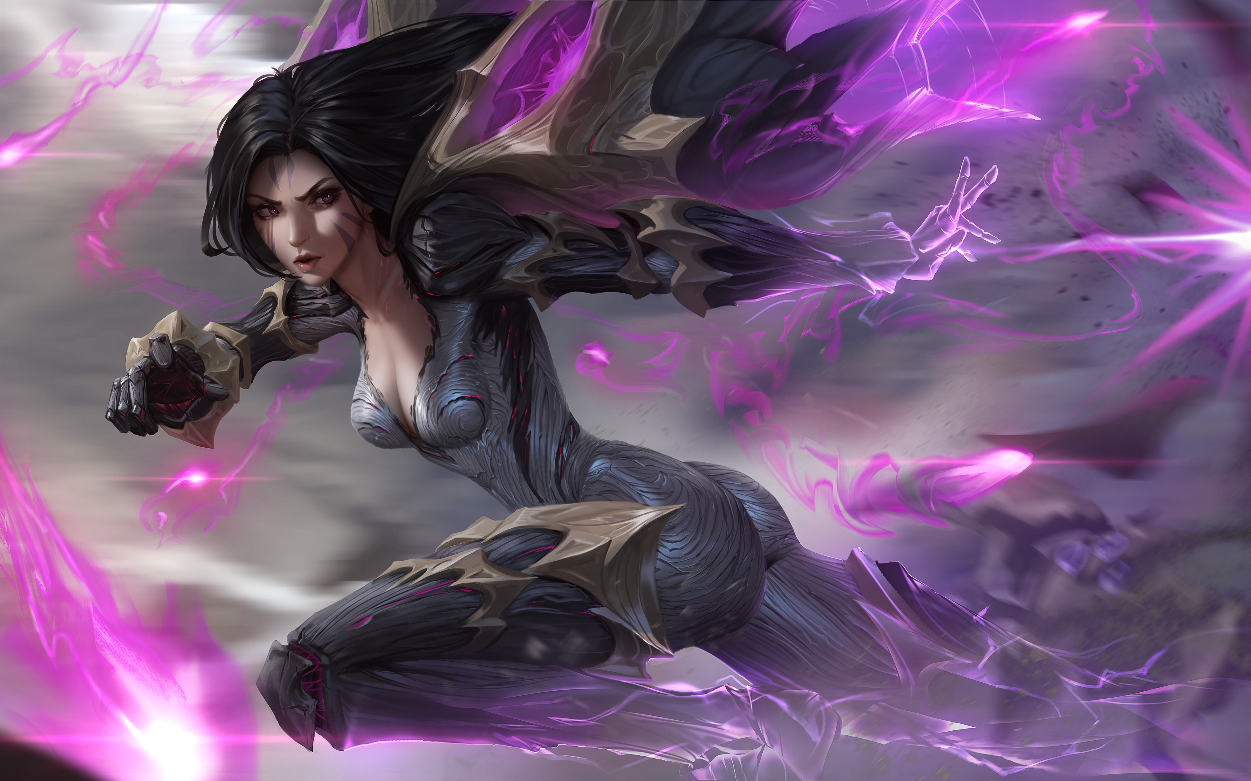 Kai'Sa from League of Legends with purple energy HD Wallpaper