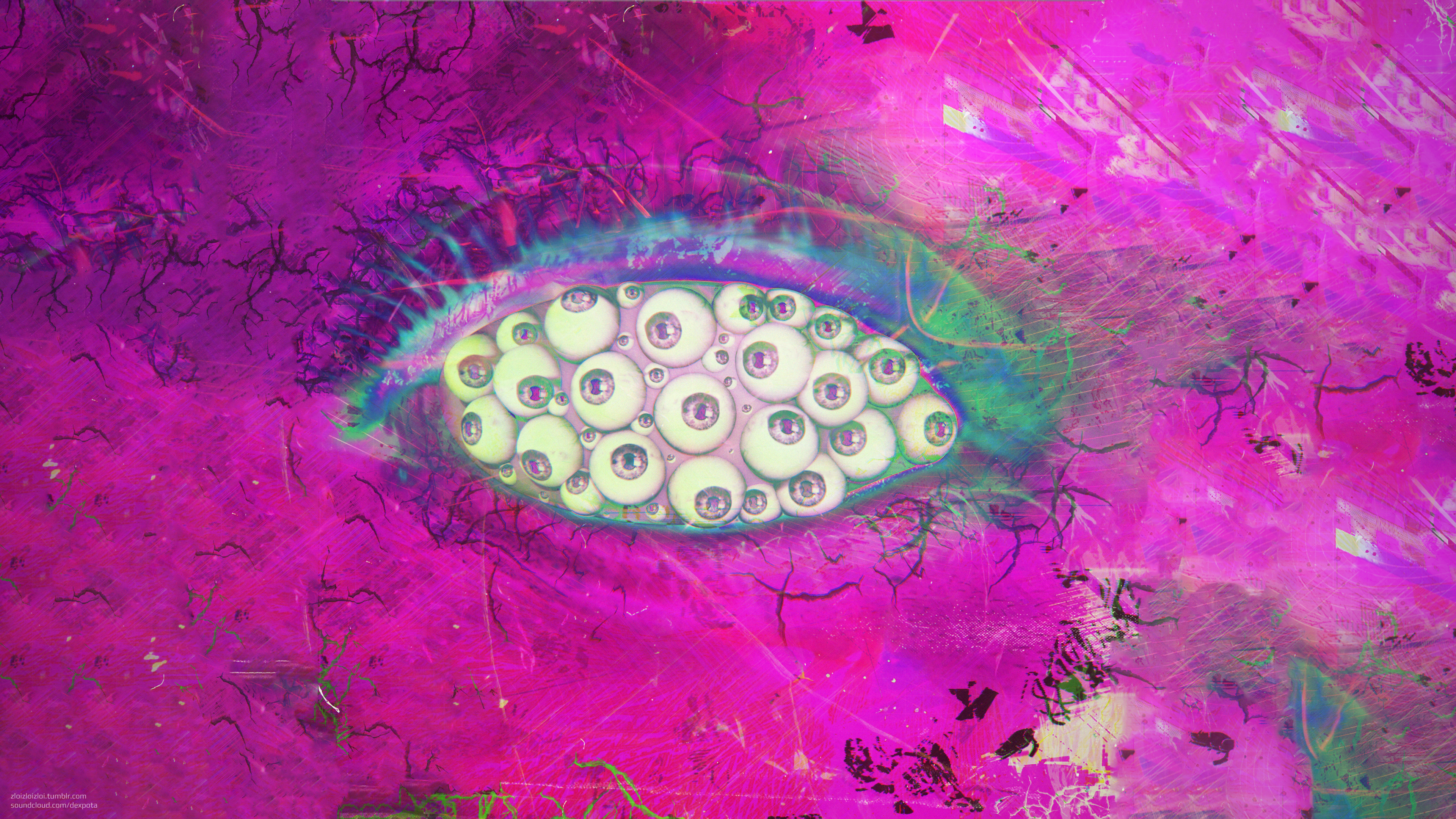 Psychedelic Eye with Multiple Eyeballs HD Wallpaper