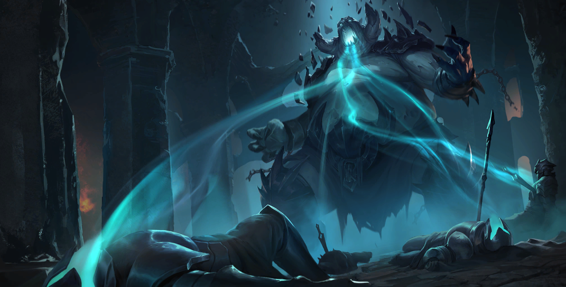 Aatrox from League of Legends in a dark ruin HD Wallpaper