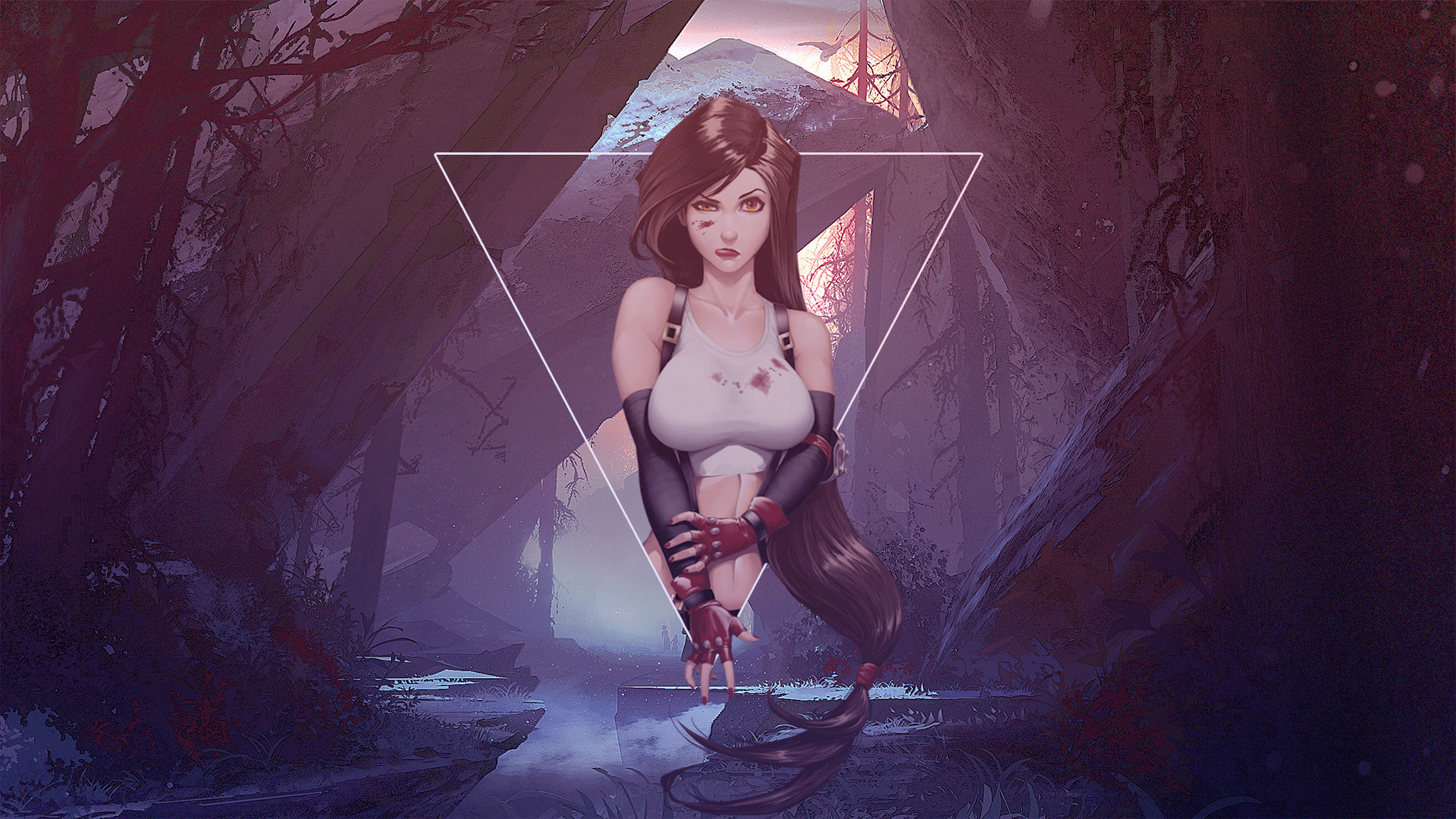 Tifa Lockhart from Final Fantasy VII Remake in a forest HD Wallpaper