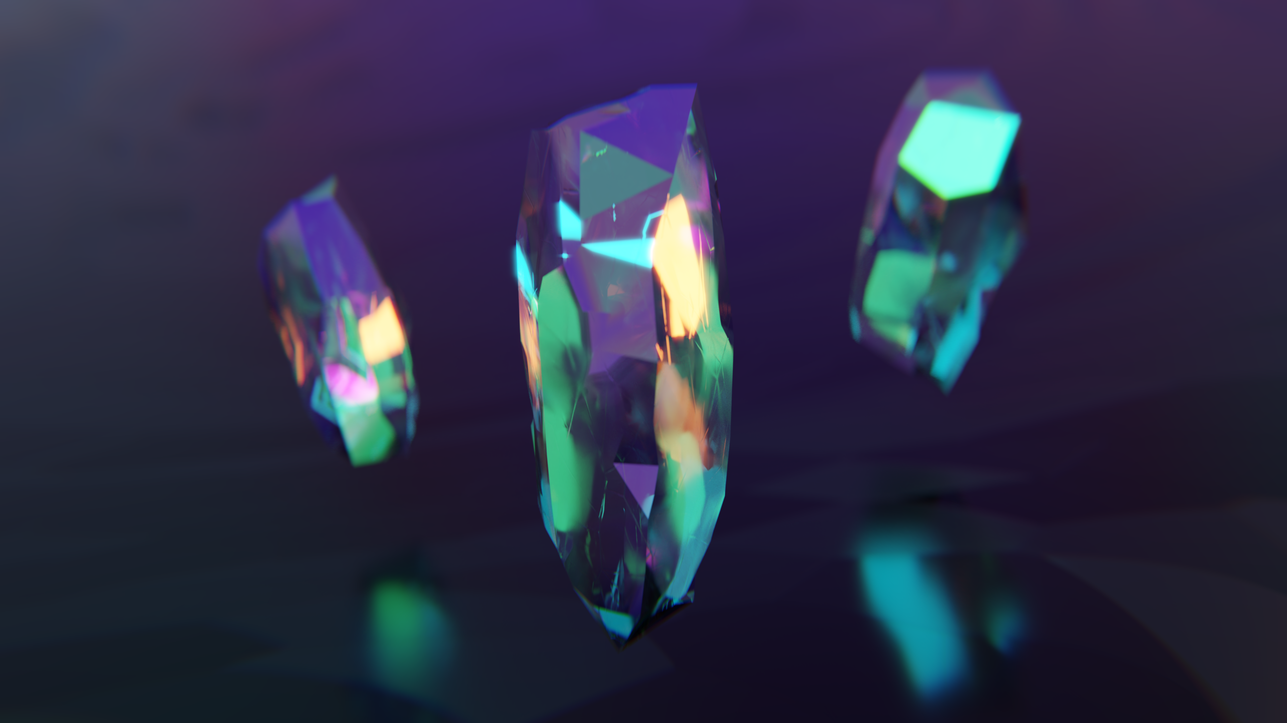 Abstract render of colorful crystals in Blender HD Wallpaper