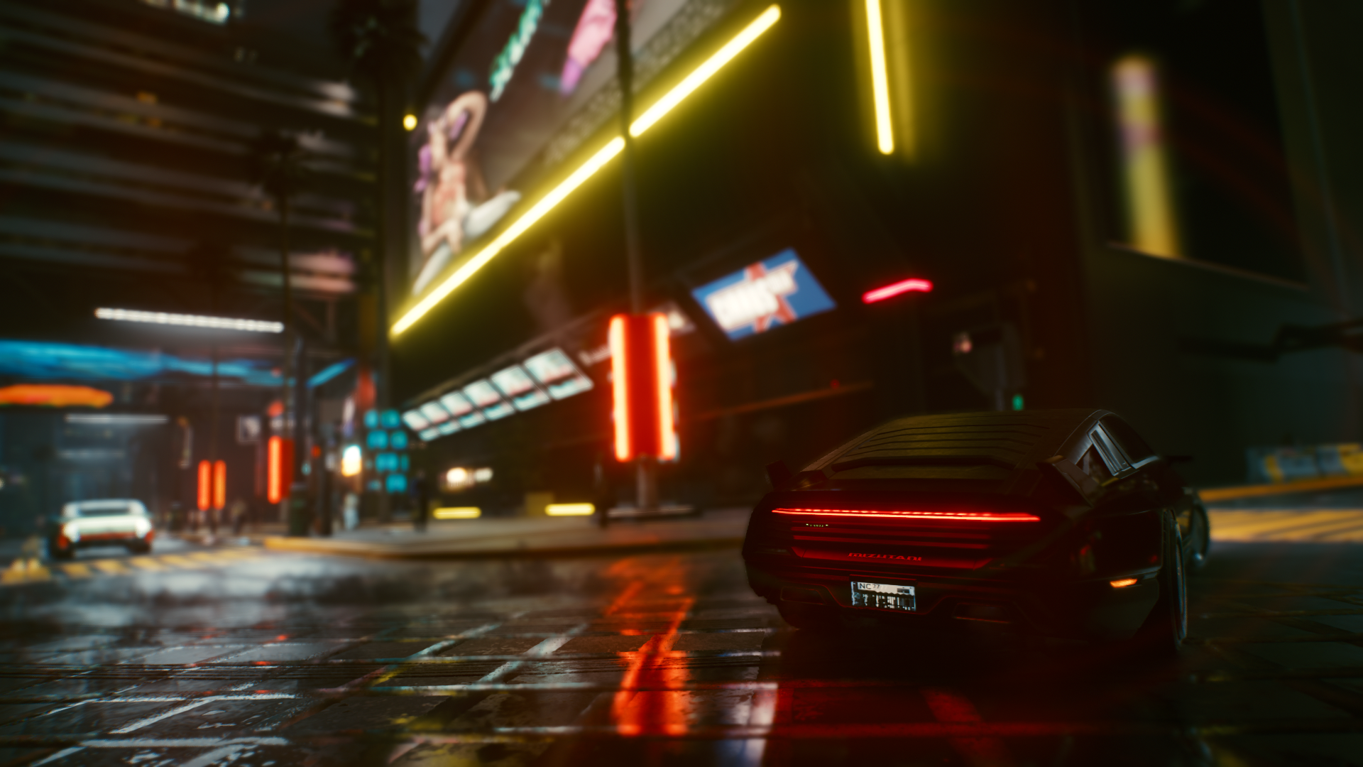 Cyberpunk 2077 car drifting at night HD Wallpaper