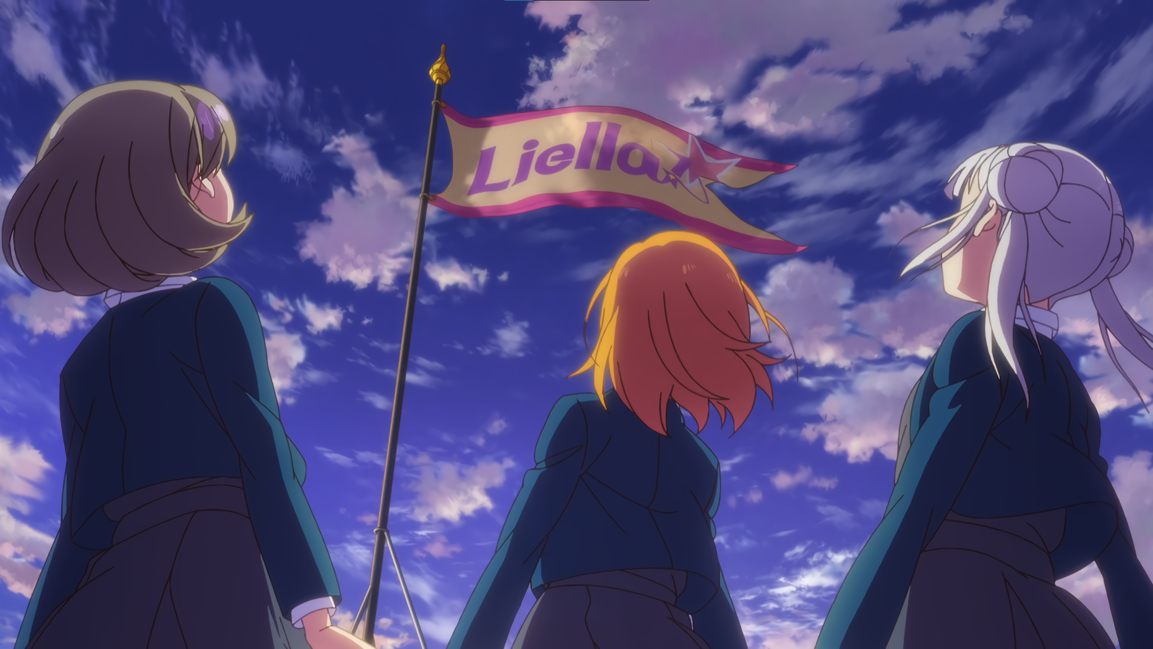 Love Live! Super Star!! girls looking at a flag HD Wallpaper