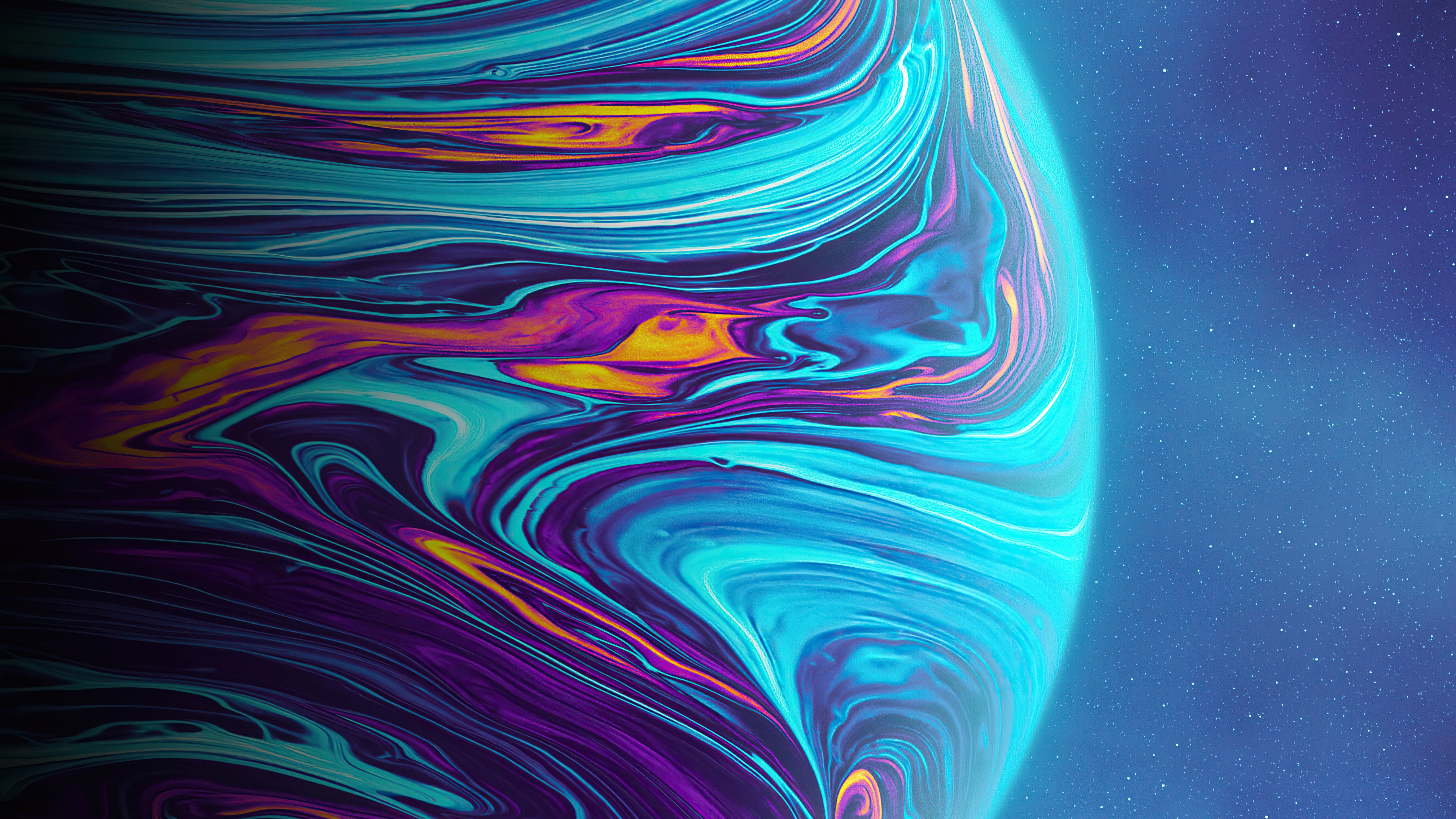 Abstract Planet with Swirling Colors in Space HD Wallpaper