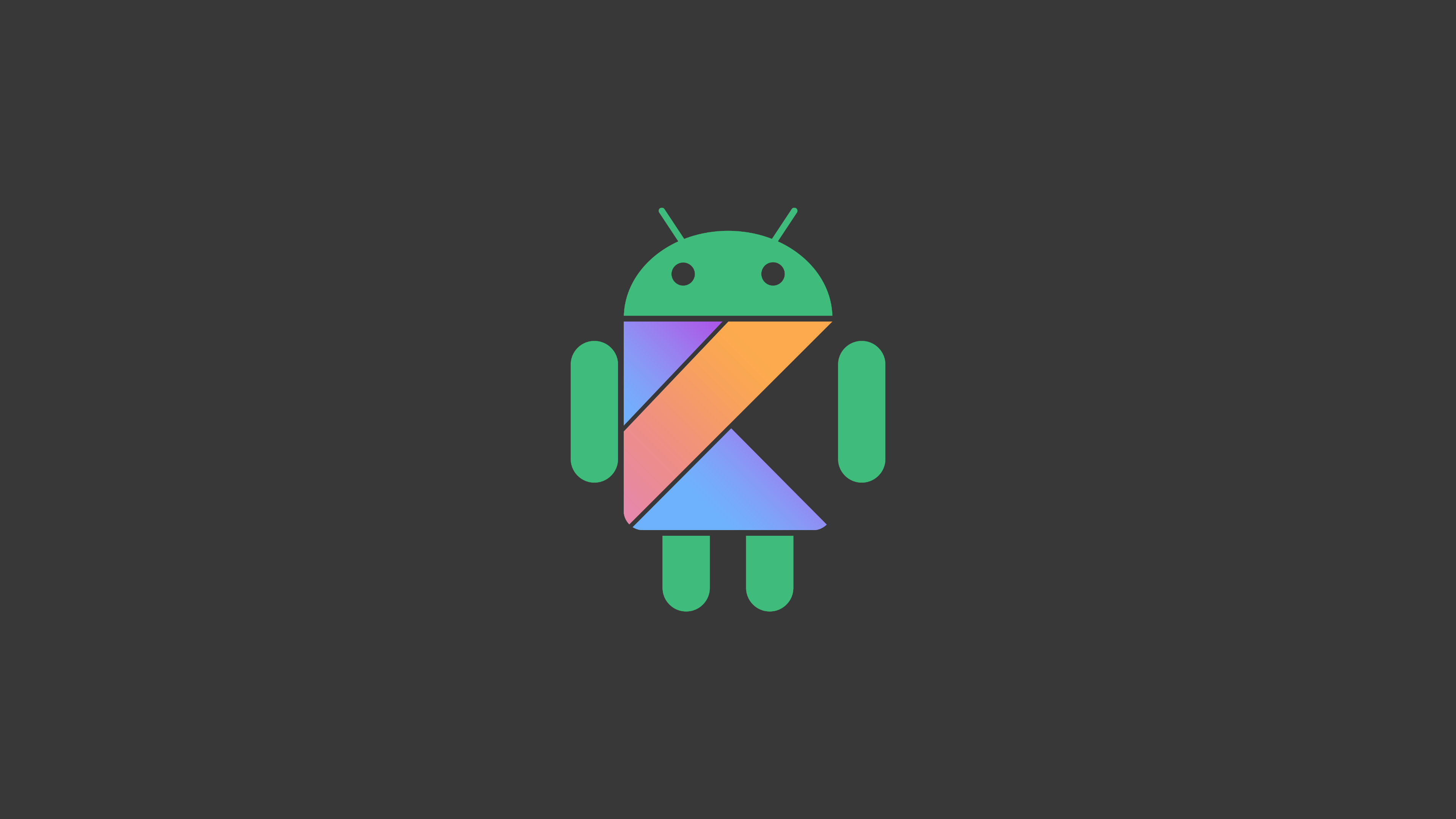 Android Robot with Kotlin Logo HD Wallpaper