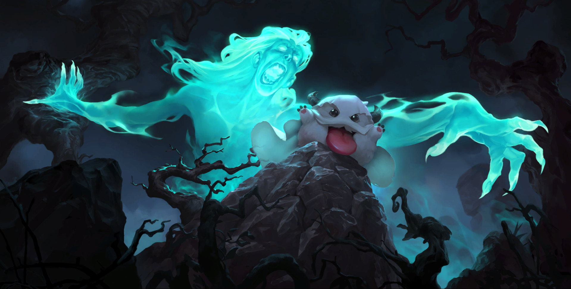 Ghostly figure and Poro from League of Legends HD Wallpaper